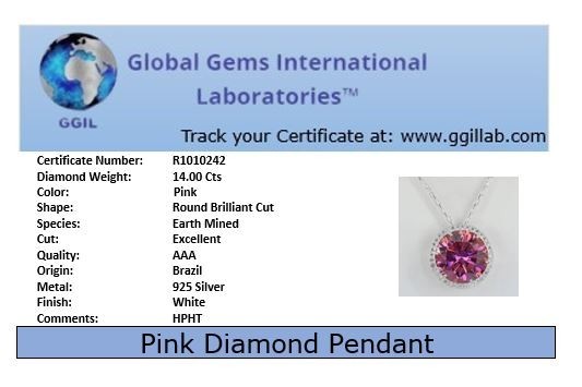 RARE 14 Ct Pink Diamond Solitire Necklace-Amazing Shine-FREE Diamond Studs