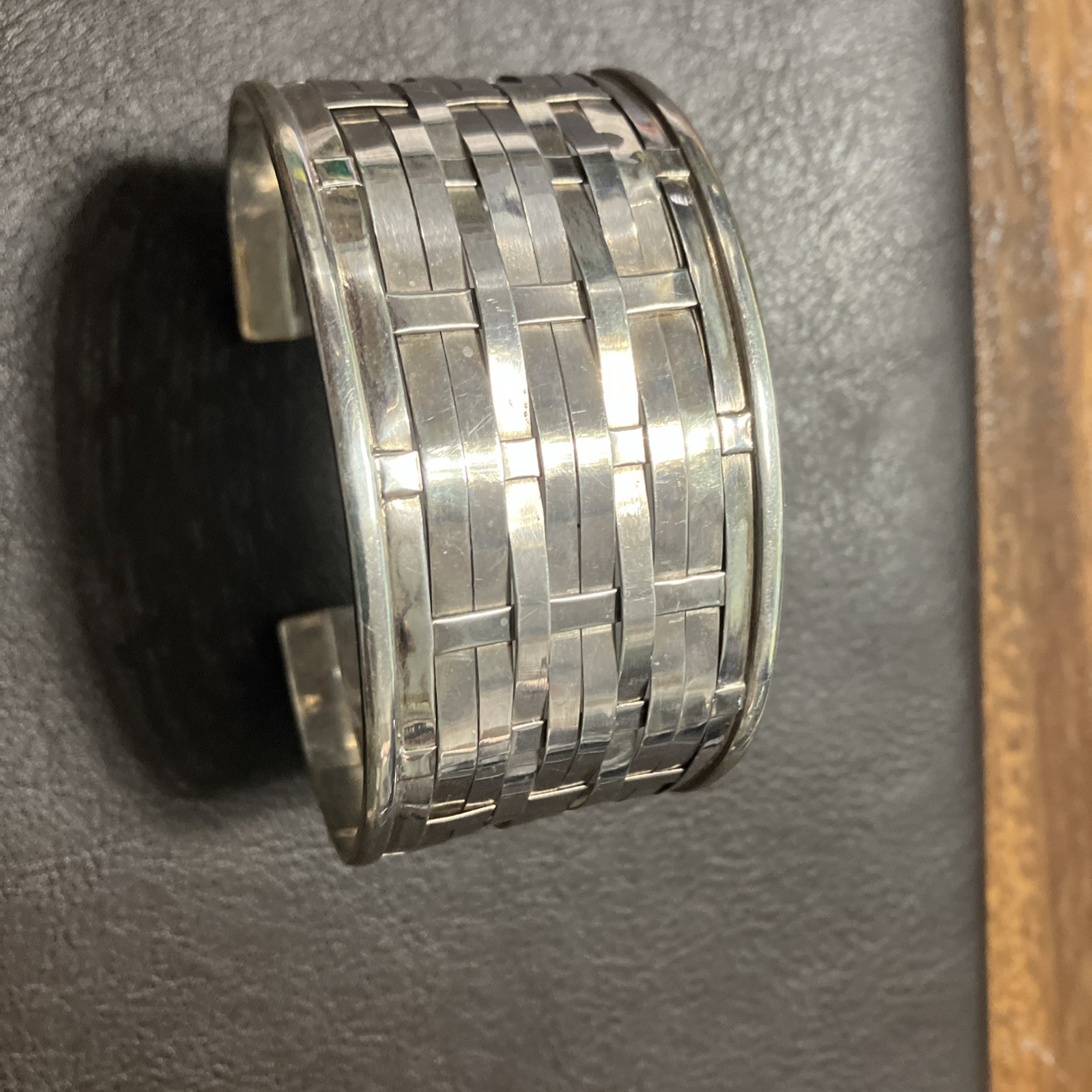 Sterling Silver 925 Cuff Woven 35 Grams Adult Unisex Adjustable