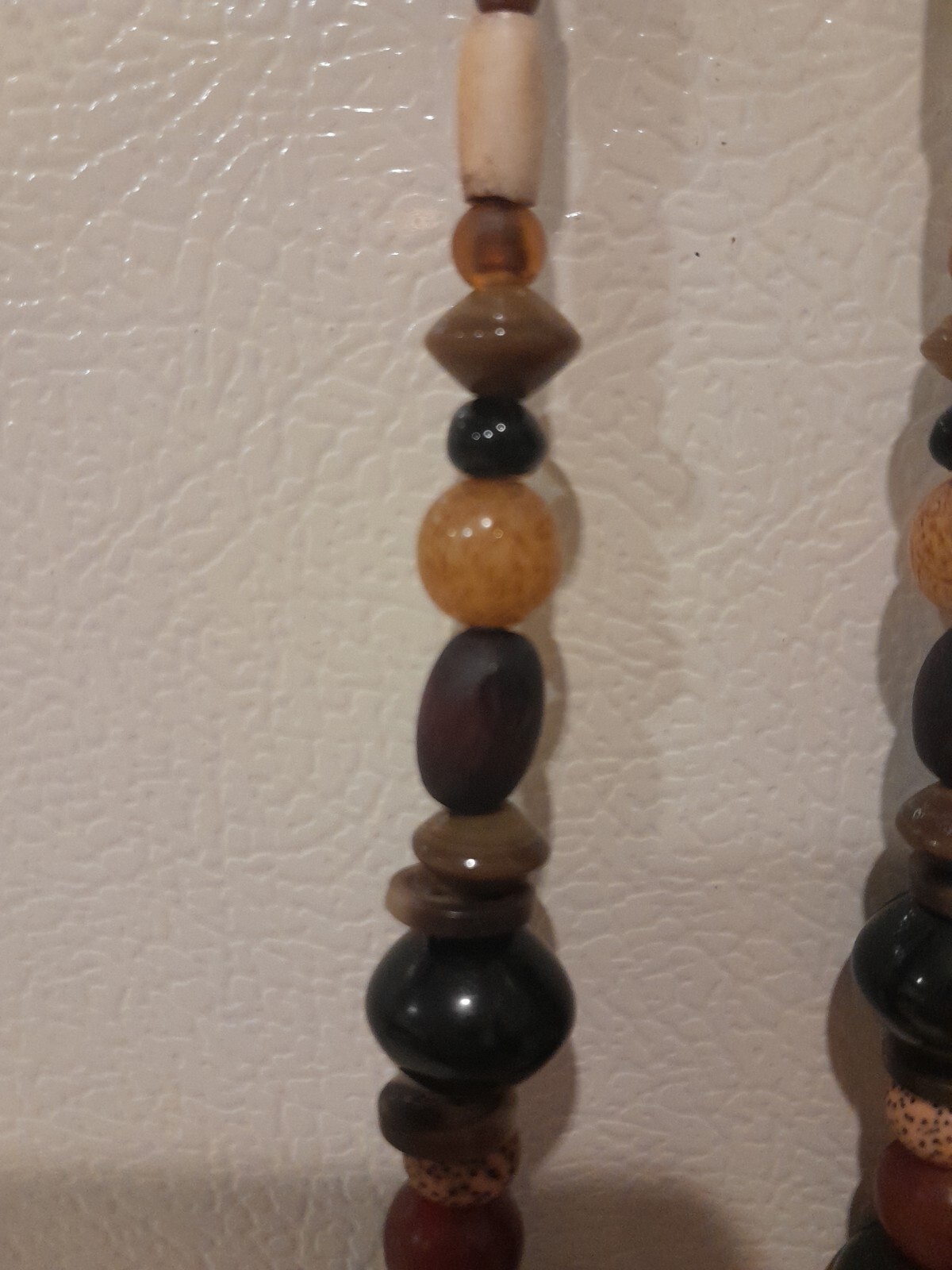 Vintage Teresa Goodall necklace signed ~multiple beads one carved bead Artisan