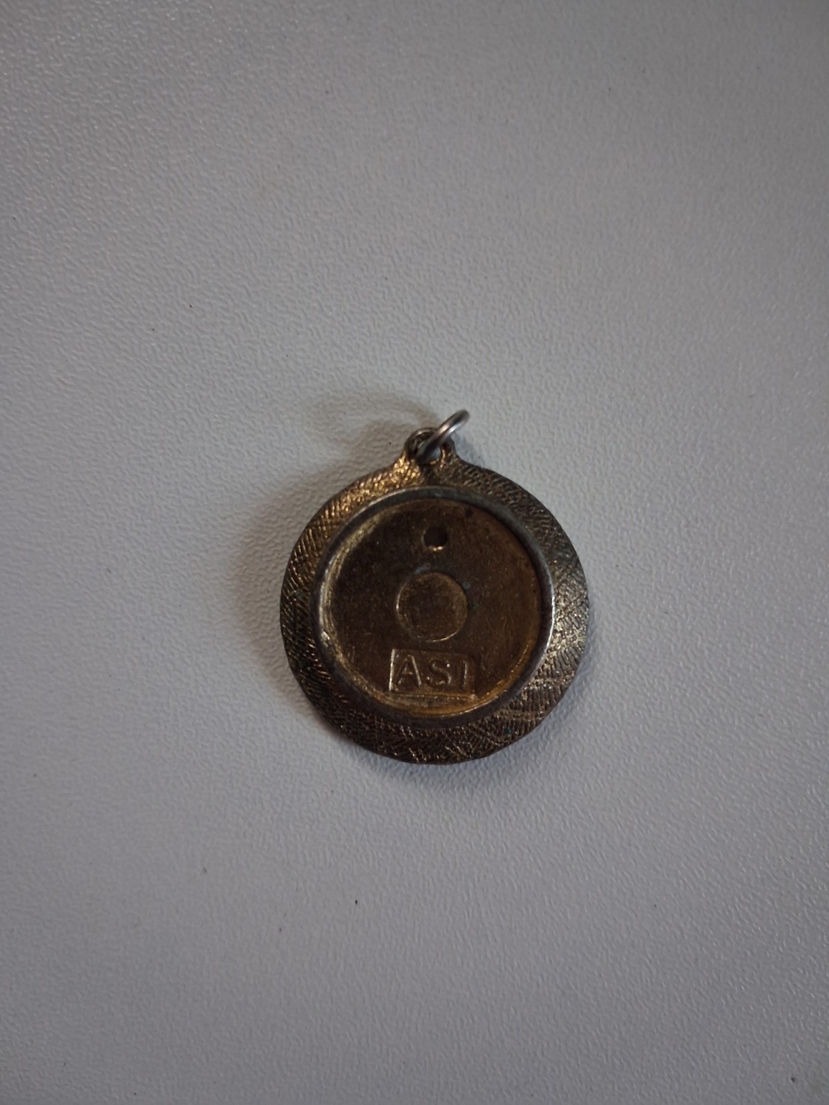 vintage Round Silver Metal Pendant Charm, Signed ASI Mark, No Stone, Unisex