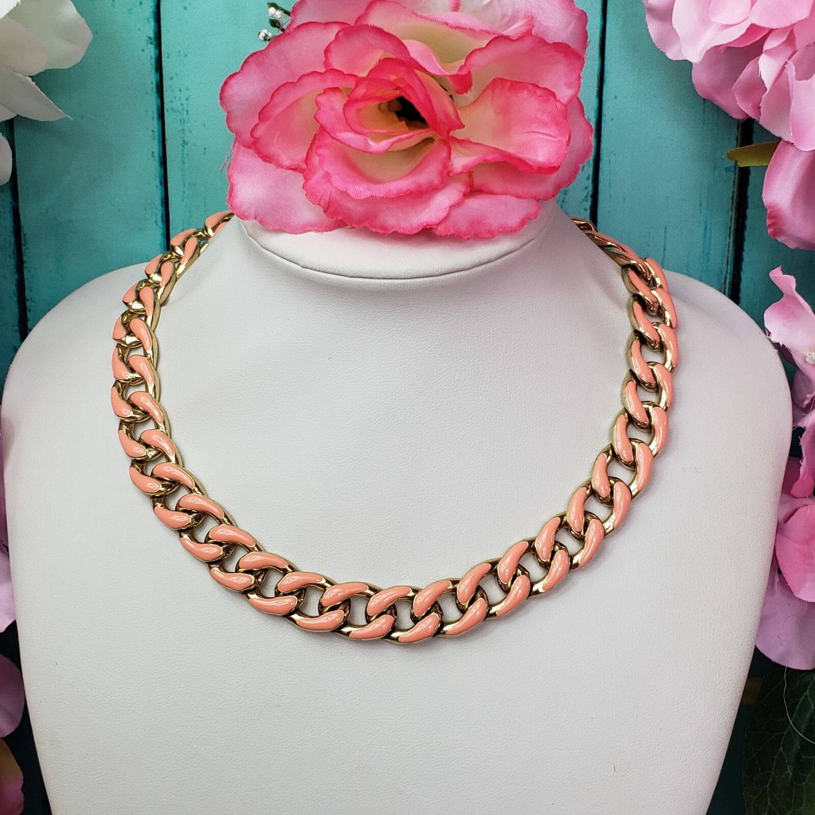 Trendy Large Enamel Cuban Link Chain Statement Necklace Chic Insta Collar