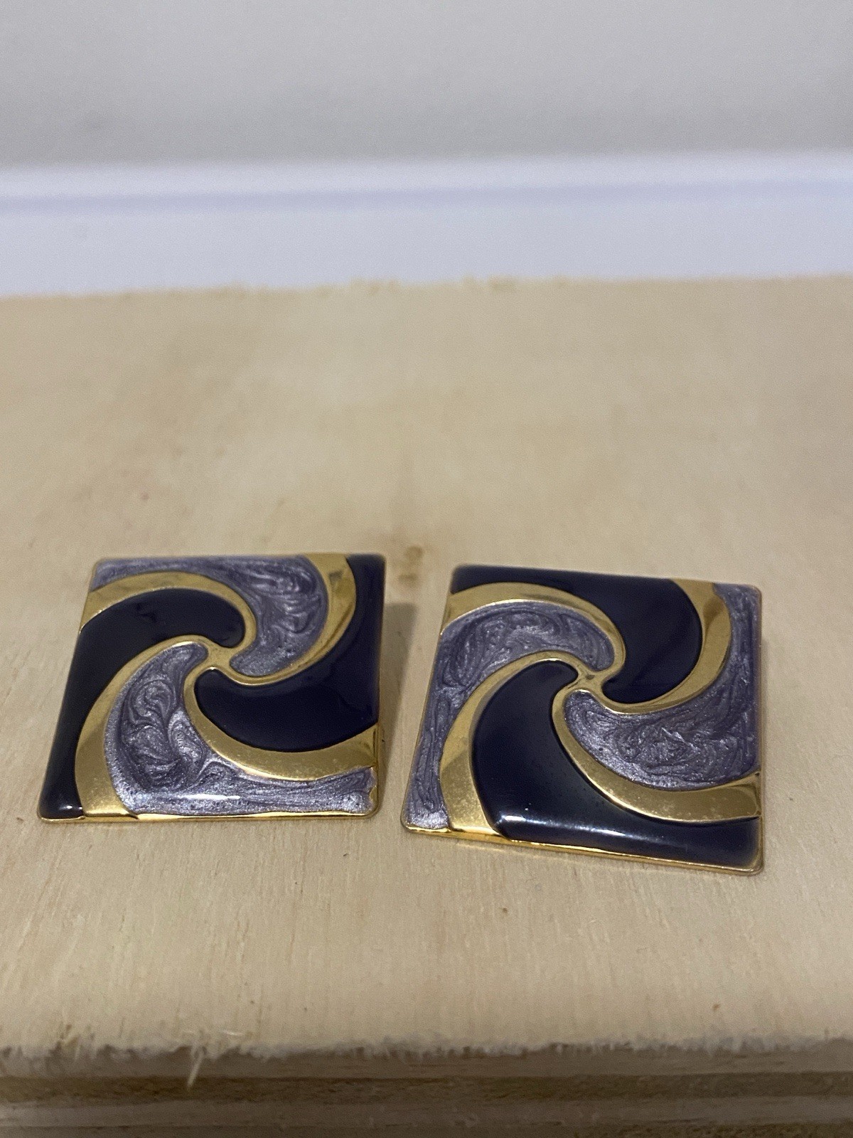 Vintage Purple Swirl Square Earrings