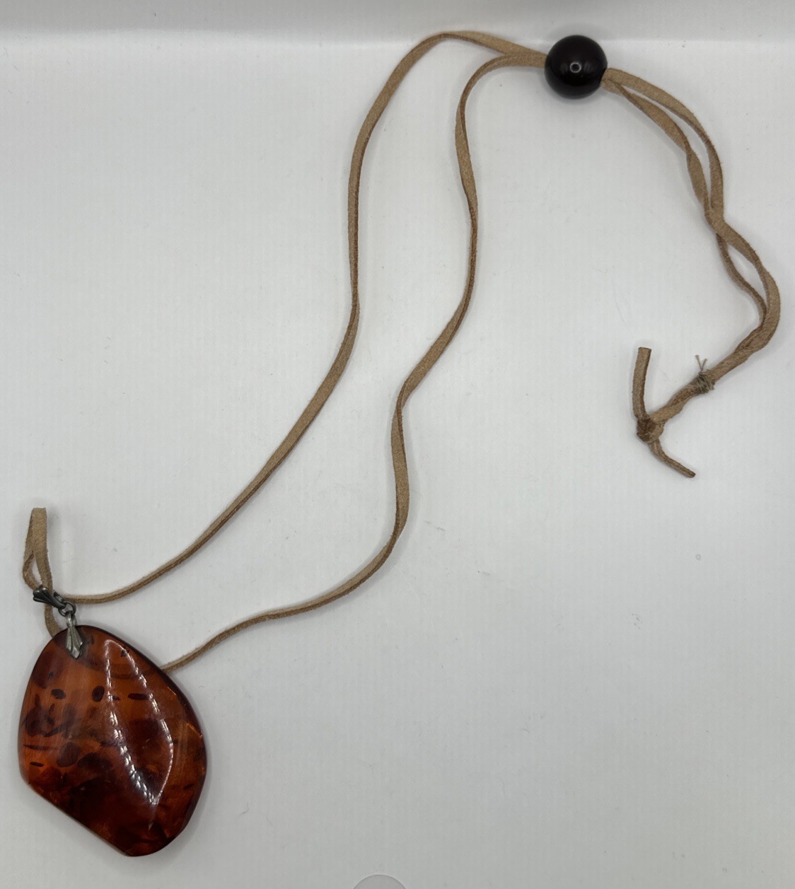 Baltic Amber Dried Plant Resin Adjustable Rope Necklace 925 Bail (22.83g)