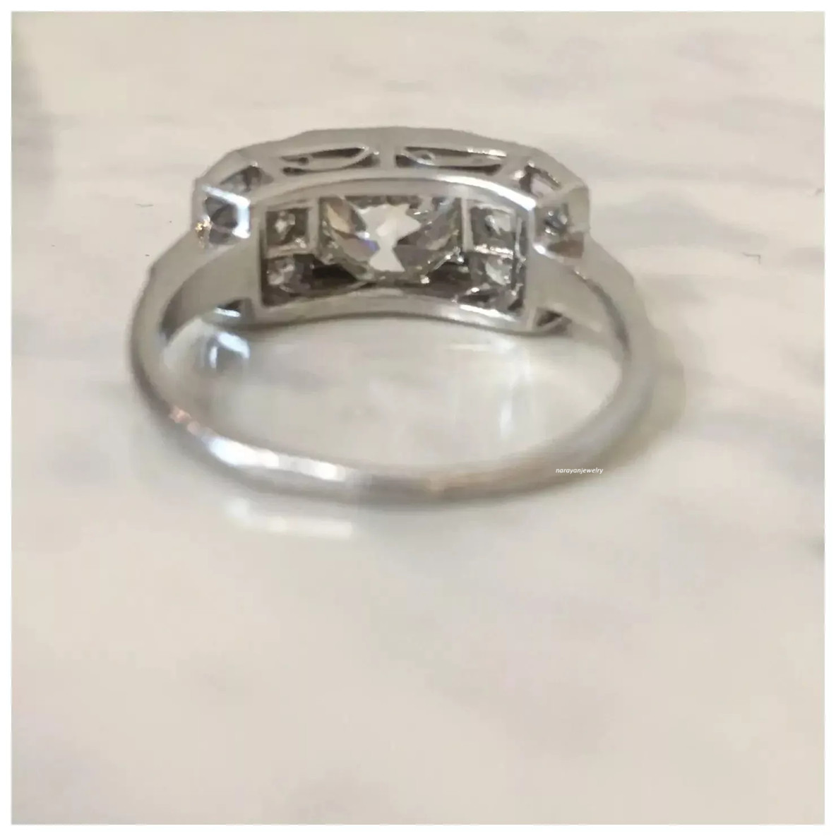 Art Deco Style 3 Ct Round Lab-Created Diamond Vintage Wedding White Gold FN Ring