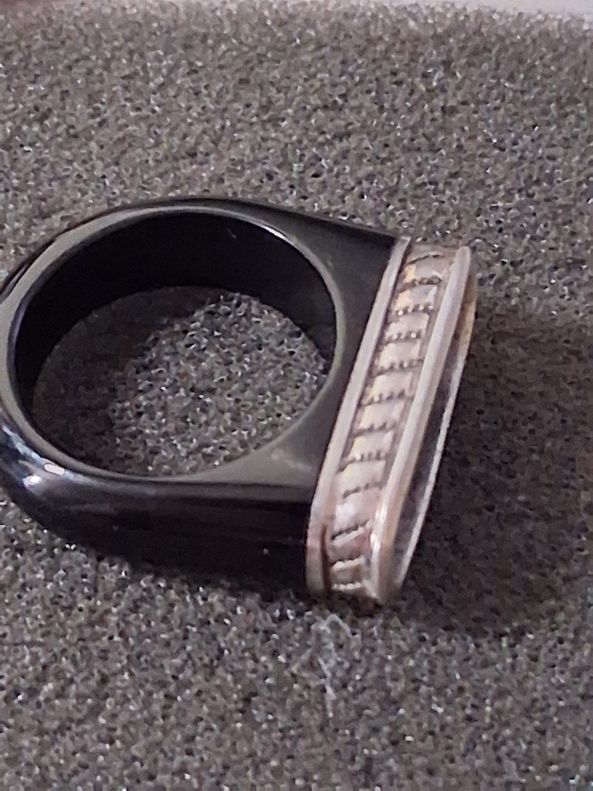 Sterling silver & onyx ring with interchangeable gemstones. SZ 6.75