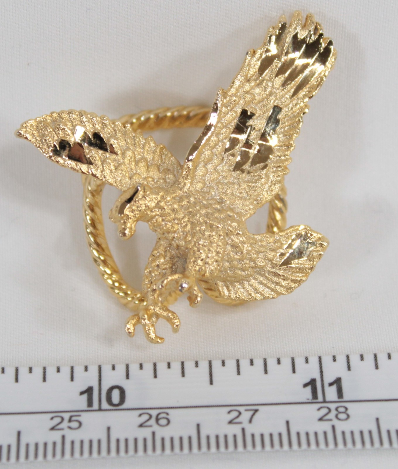 Flying Eagle Scarf Slide Gold Tone Patriotic Jewelry Bolo Beautiful! UNUSED