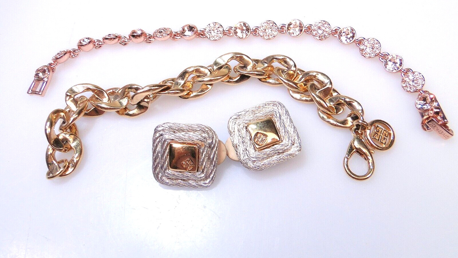 Givenchy Jewelry Lot Designer Bracelets & Vintage Clip Earrings 3pcs Bracelet