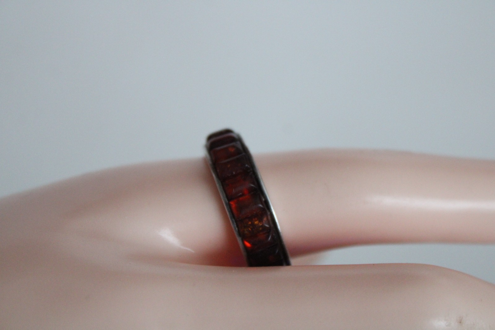 Vintage Sterling Silver Unisex Adult Garnet Ring, Signed: ST, S: 10.5