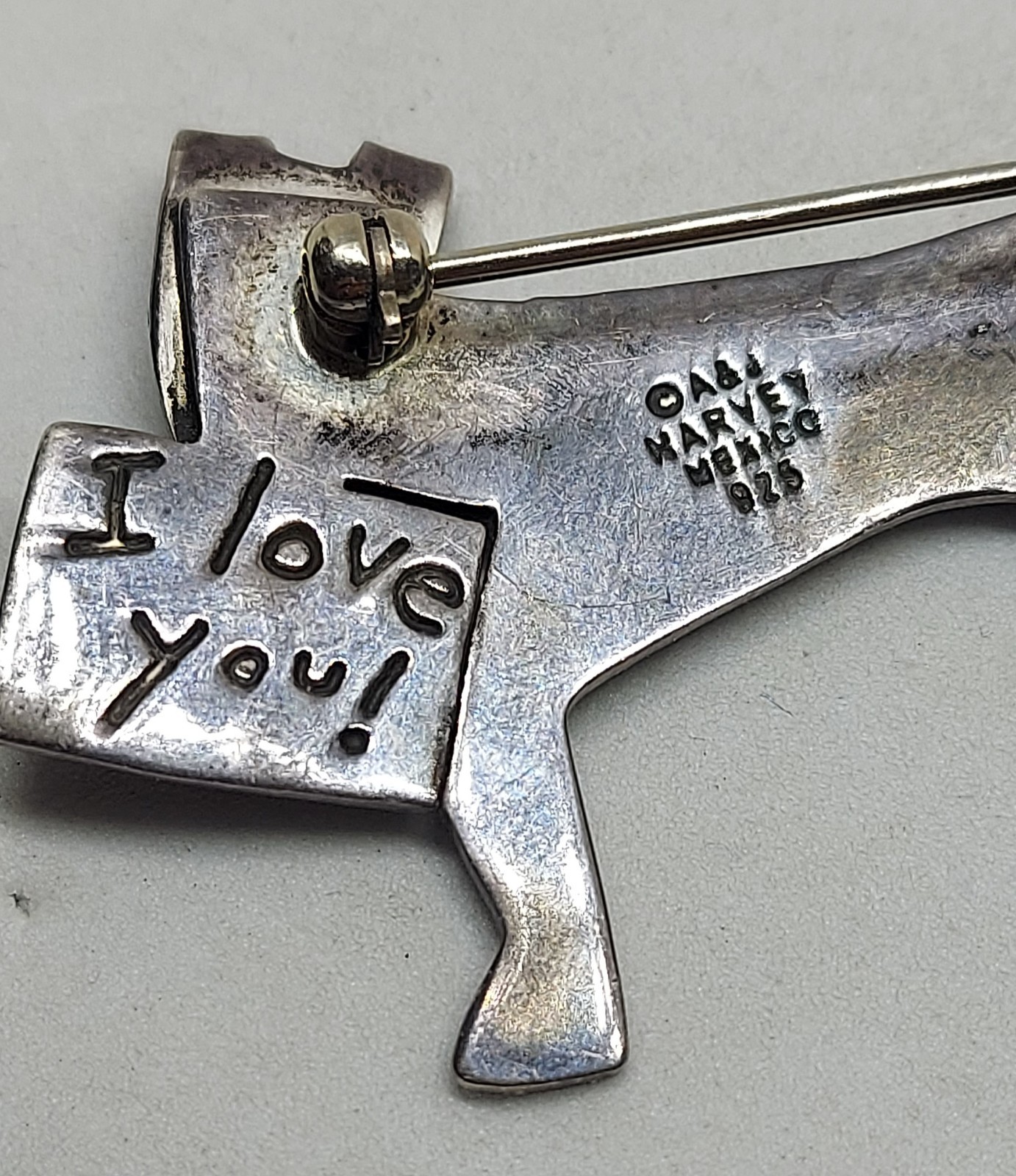 Vintage Anne & Jane Harvey 925 Mexico Sterling Silver Dog Brooch Pin