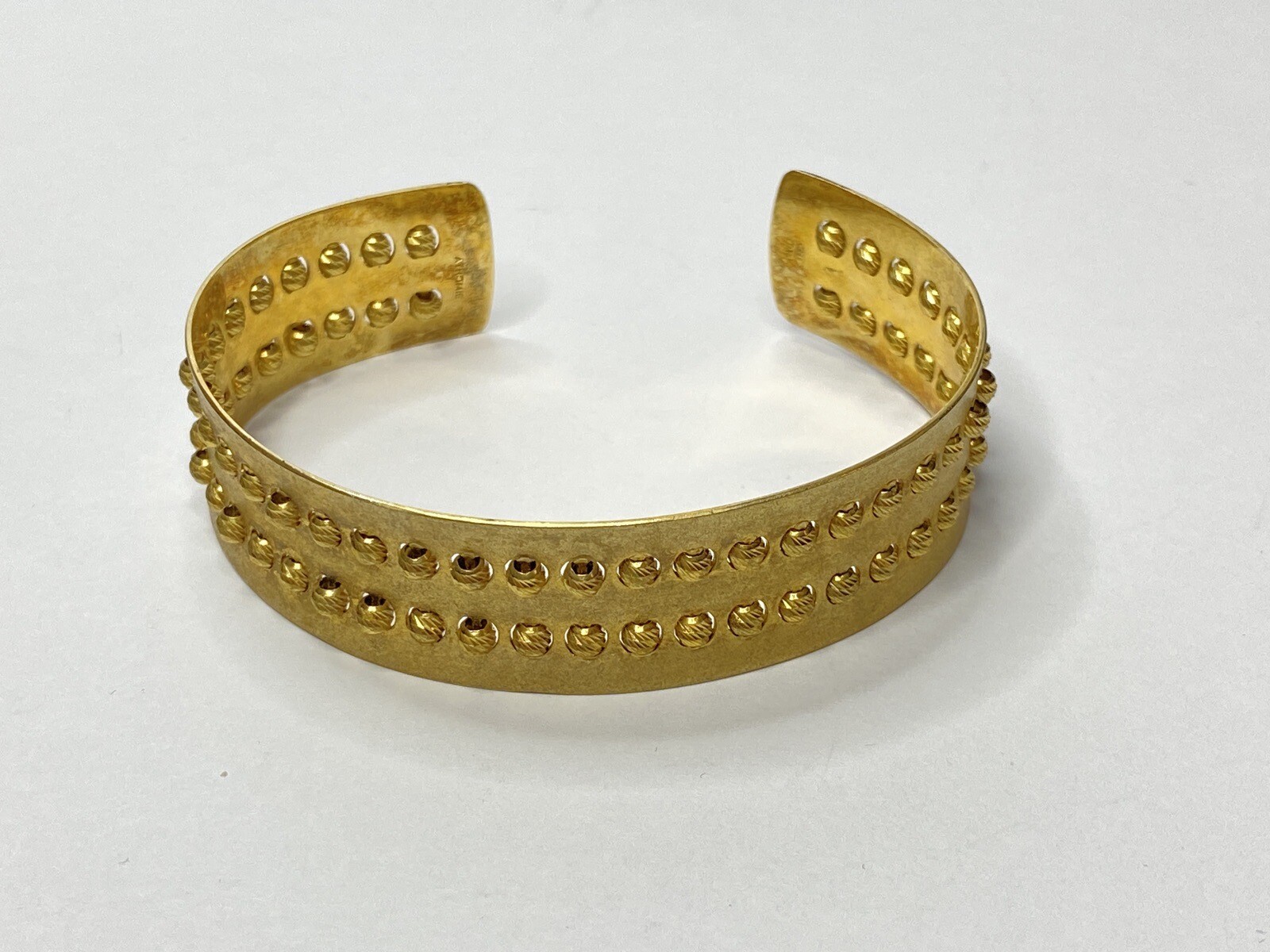 Vintage Athomie Italy 925 Silver Cuff Bracelet Gold Tone Designer Rare