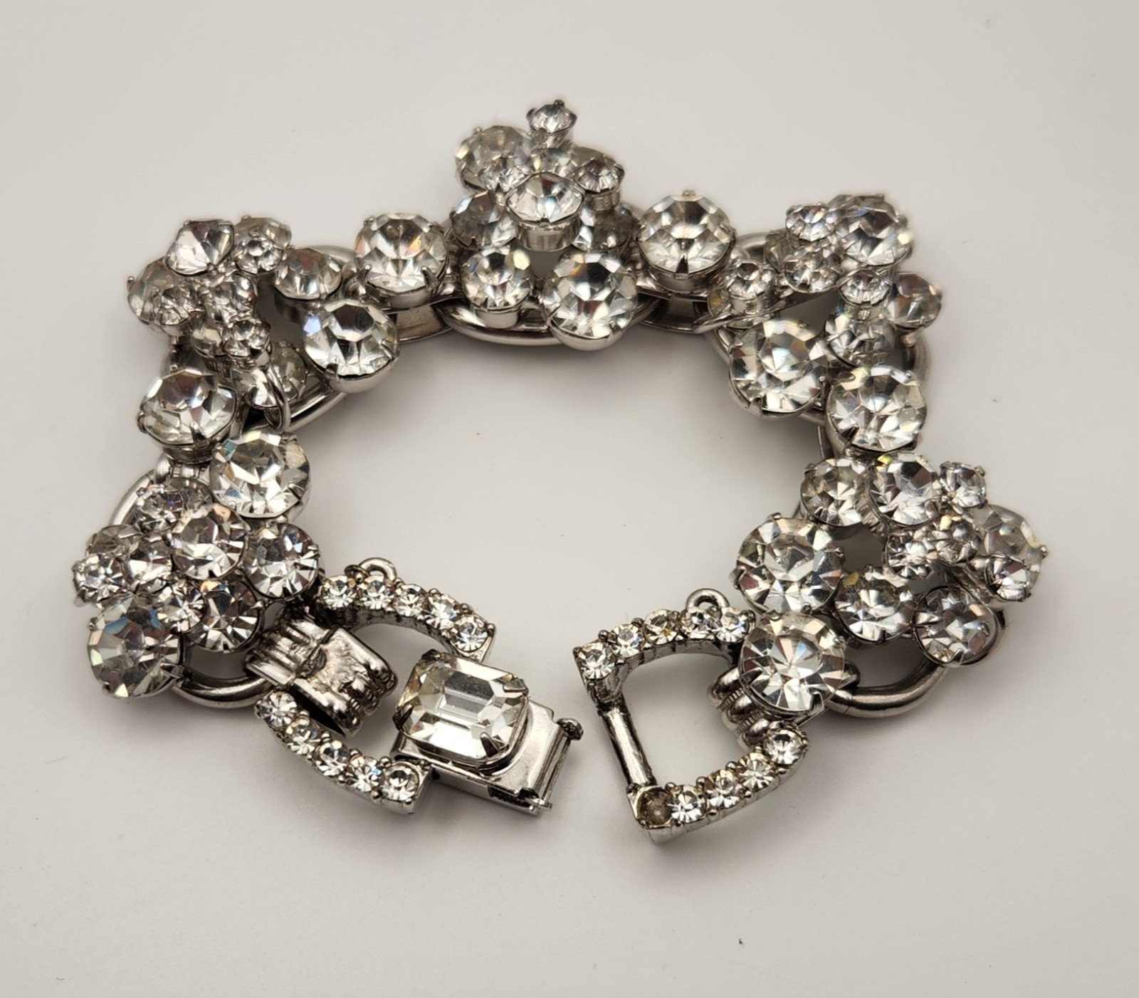 Verified Juliana D&E Ref 5757 Rhinestone Bracelet 5 Link Crystal Vintage 7″ READ
