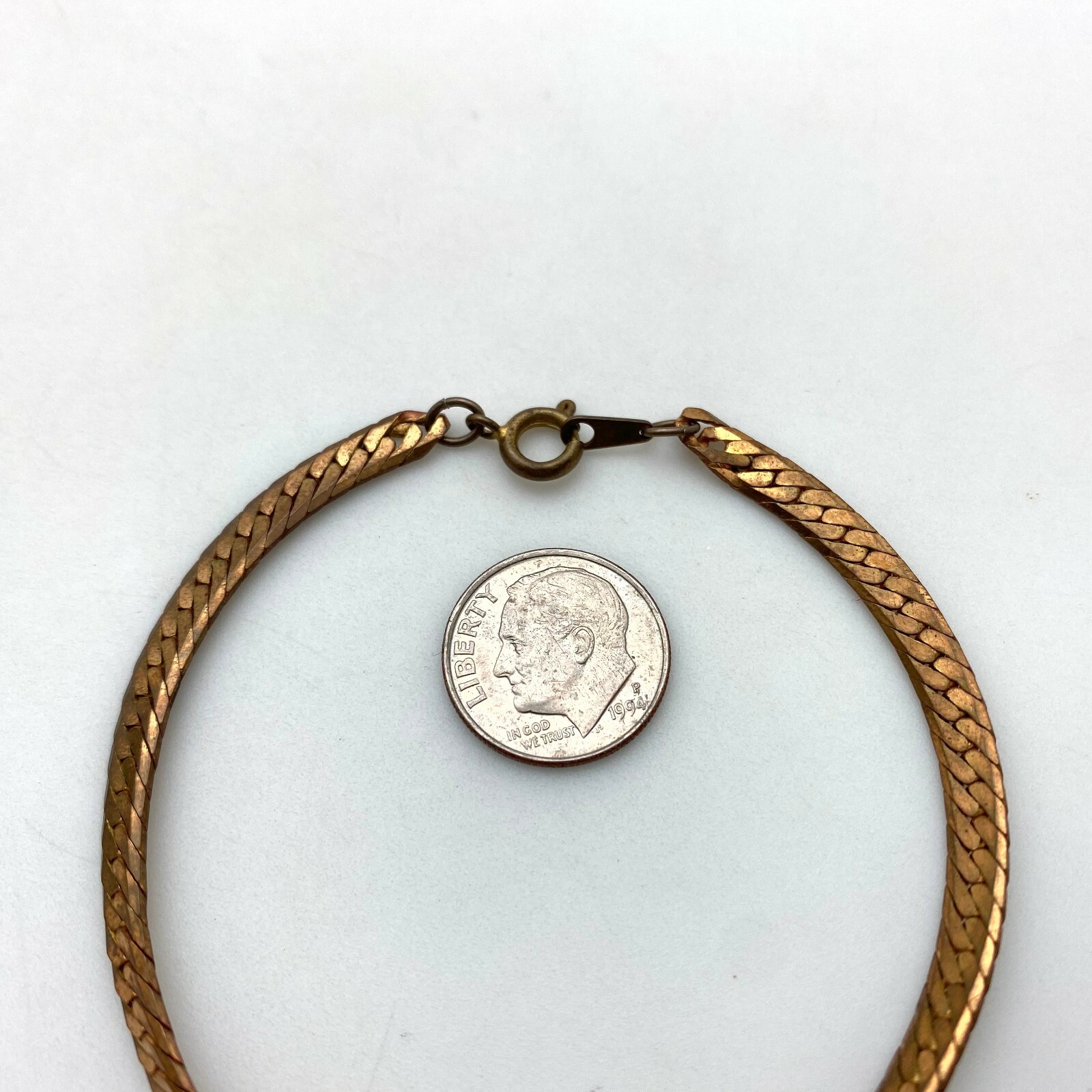 Vintage Brass Plated Snake Chain Bracelet (7.8 Inches) (FC44)