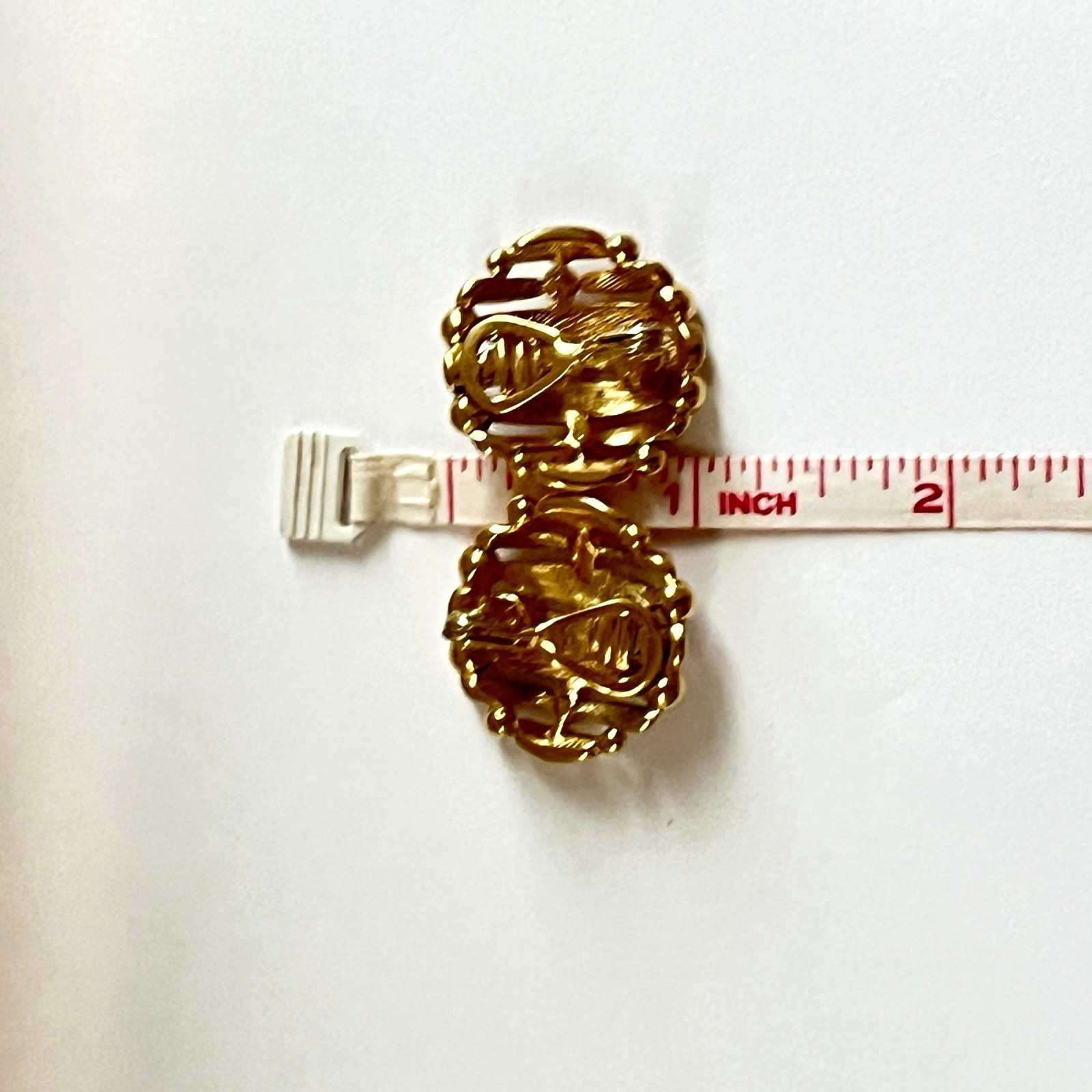 Vintage Monet Shiny Gold Tone Basketweave Clip Earrings Very Good Condition