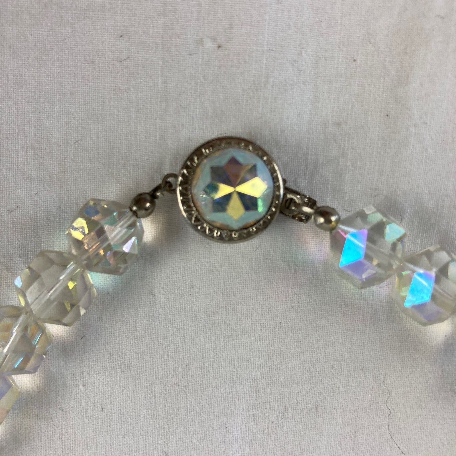 Aurora Borealis Choker Necklace Marked Austria Madsin Gorgeous Clasp Wedding