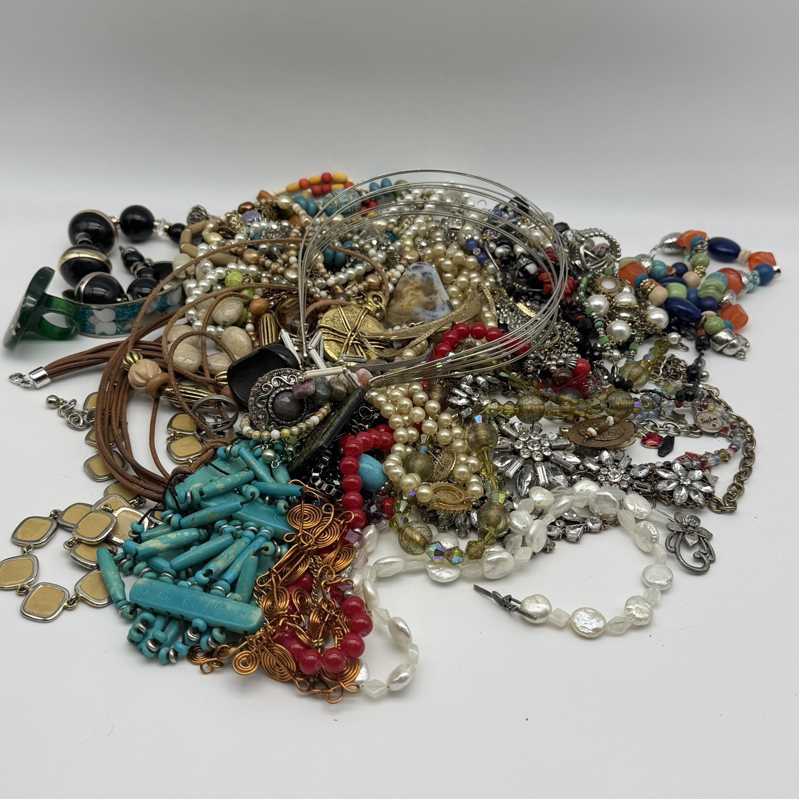 Junk Drawer Costume Jewelry Lot Estate Wearable Repair Craft Vtg Mod 3 Lbs