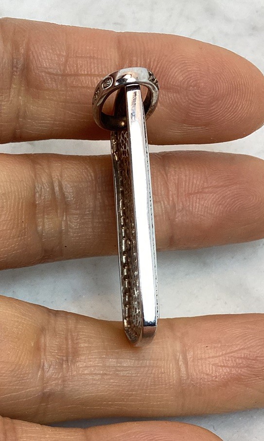 Vintage 925 Sterling Silver CZ Initial M Dog Tag Pendant