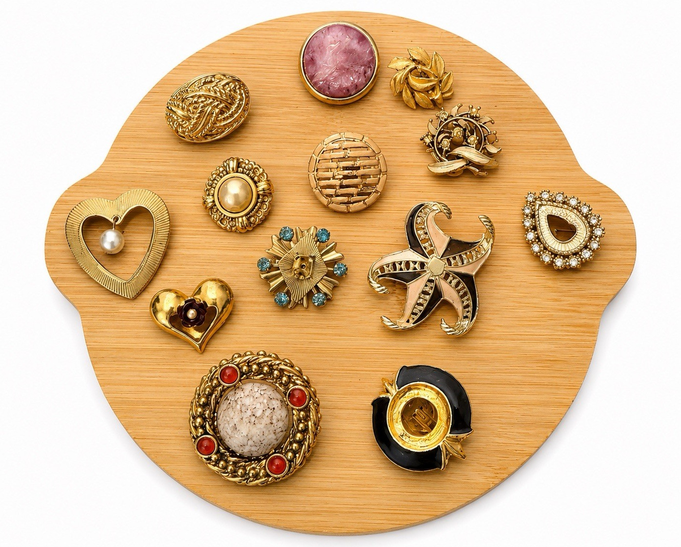 13 gold tone Vintage Brooch & Pin Lot Assorted 🌺