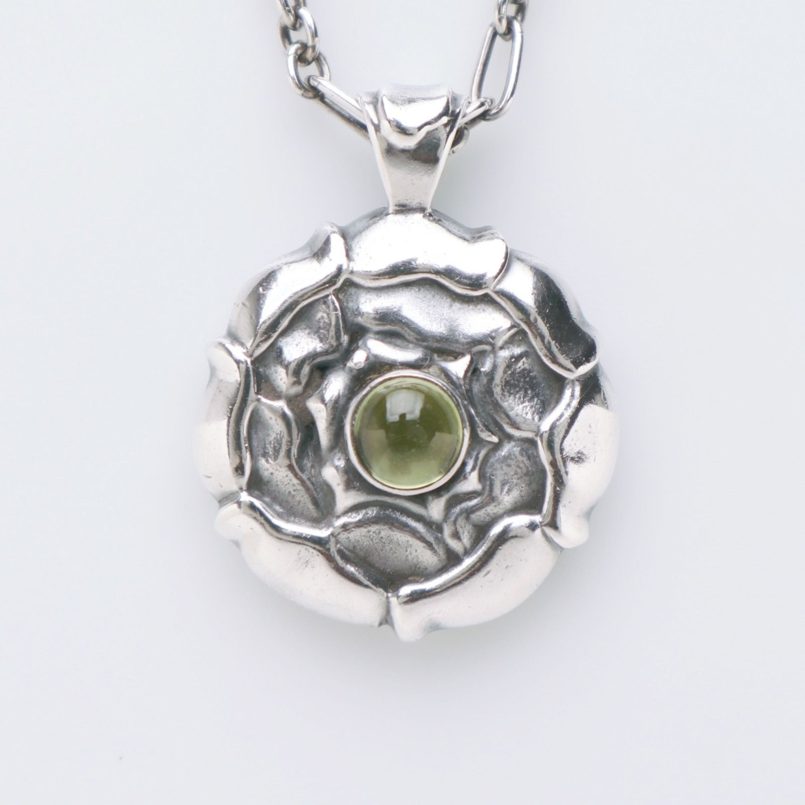 Georg Jensen Vintage August Birth Pendant Necklace Peridot Silver 925 w/ Box