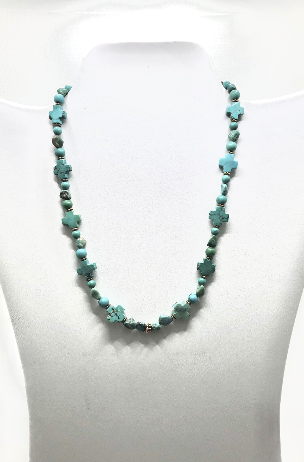 Yellow gold-plated sterling silver Turquoise Bead Velds Necklace
