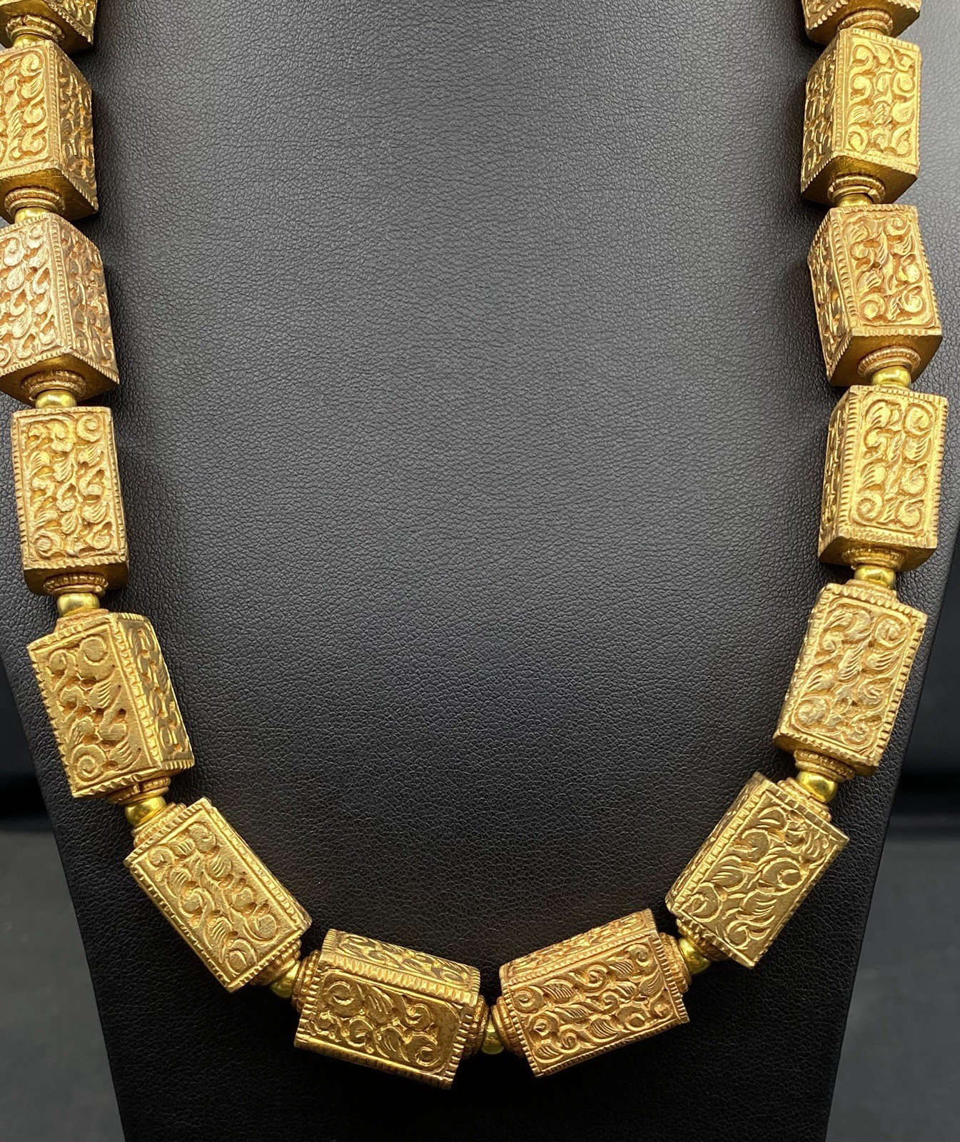 beautiful vintage antique afghani handmade brass gold plated beads necklace
