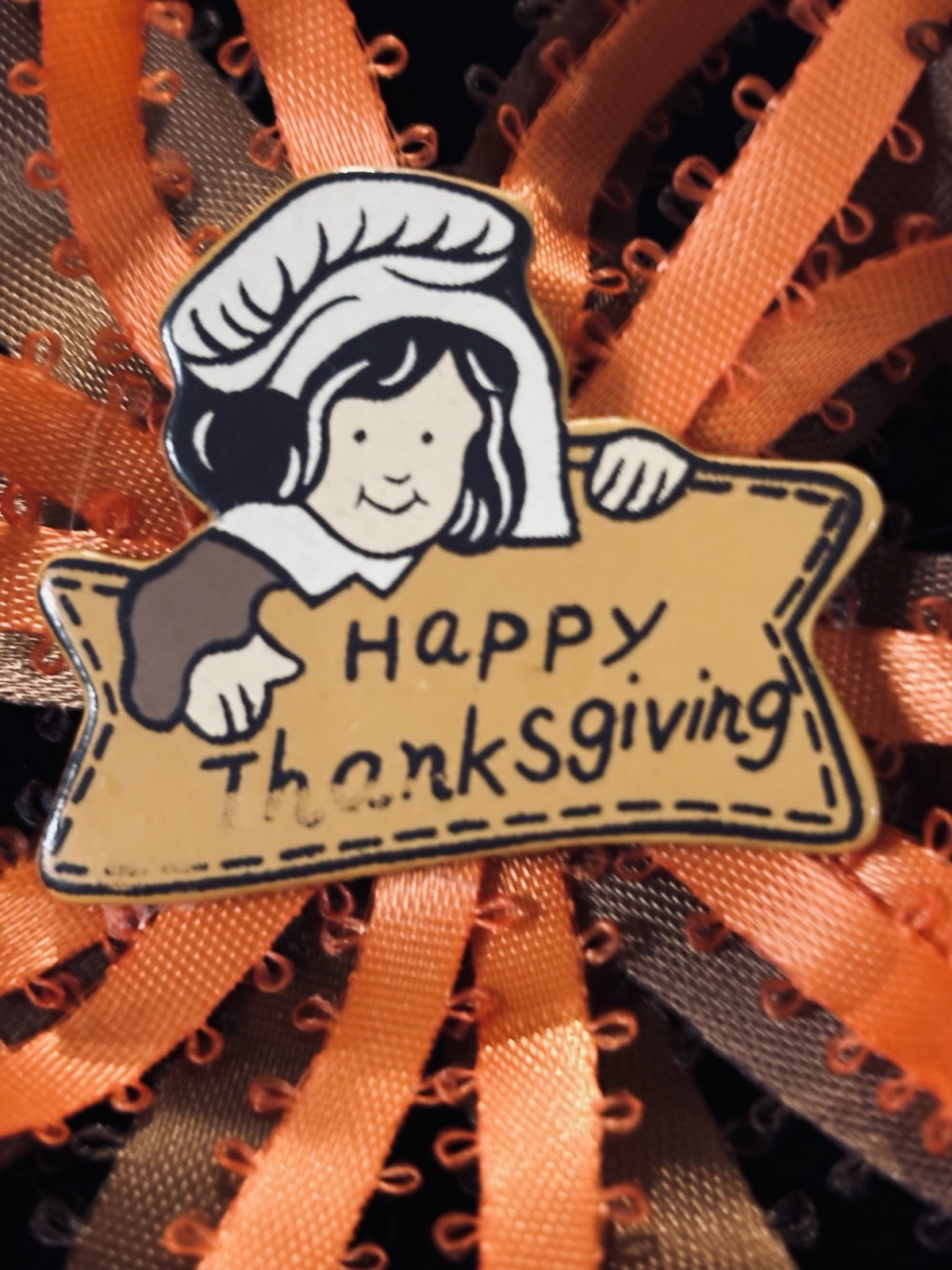 Vintage Lot of 2 Thanksgiving Turkey Brooch Pin C-Clasp Hallmark & Pilgrim Pin