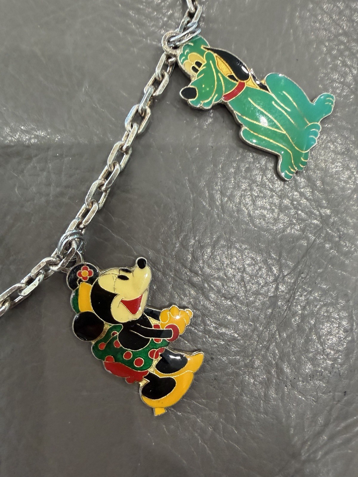 vintage sterling silver Disney Charm Necklace Mickey Mini Mouse Goofy Etc