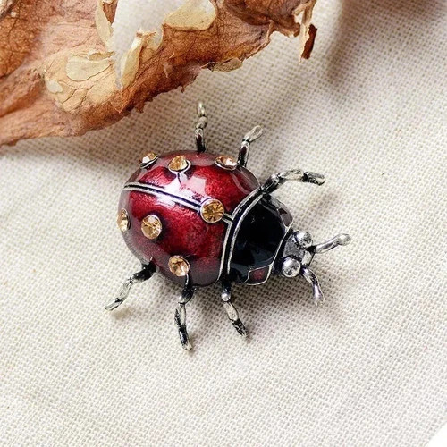 Enamel Rhinestone Ladybug Brooch Pin Vintage Style Insect Jewelry Gift NEW US