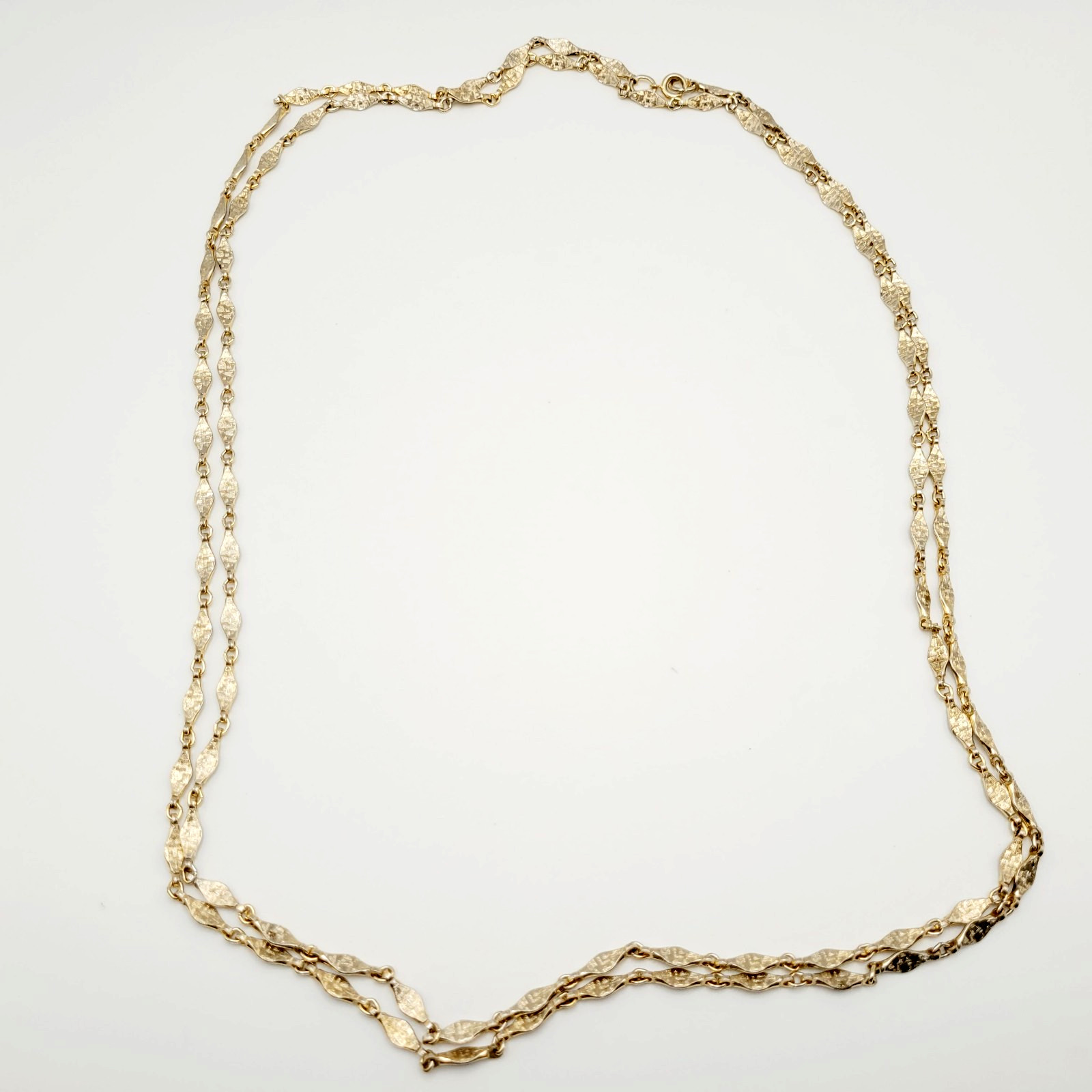 Napier Flapper Length Elongated Textured Link Chain Vtg Necklace Signed 60 Inch