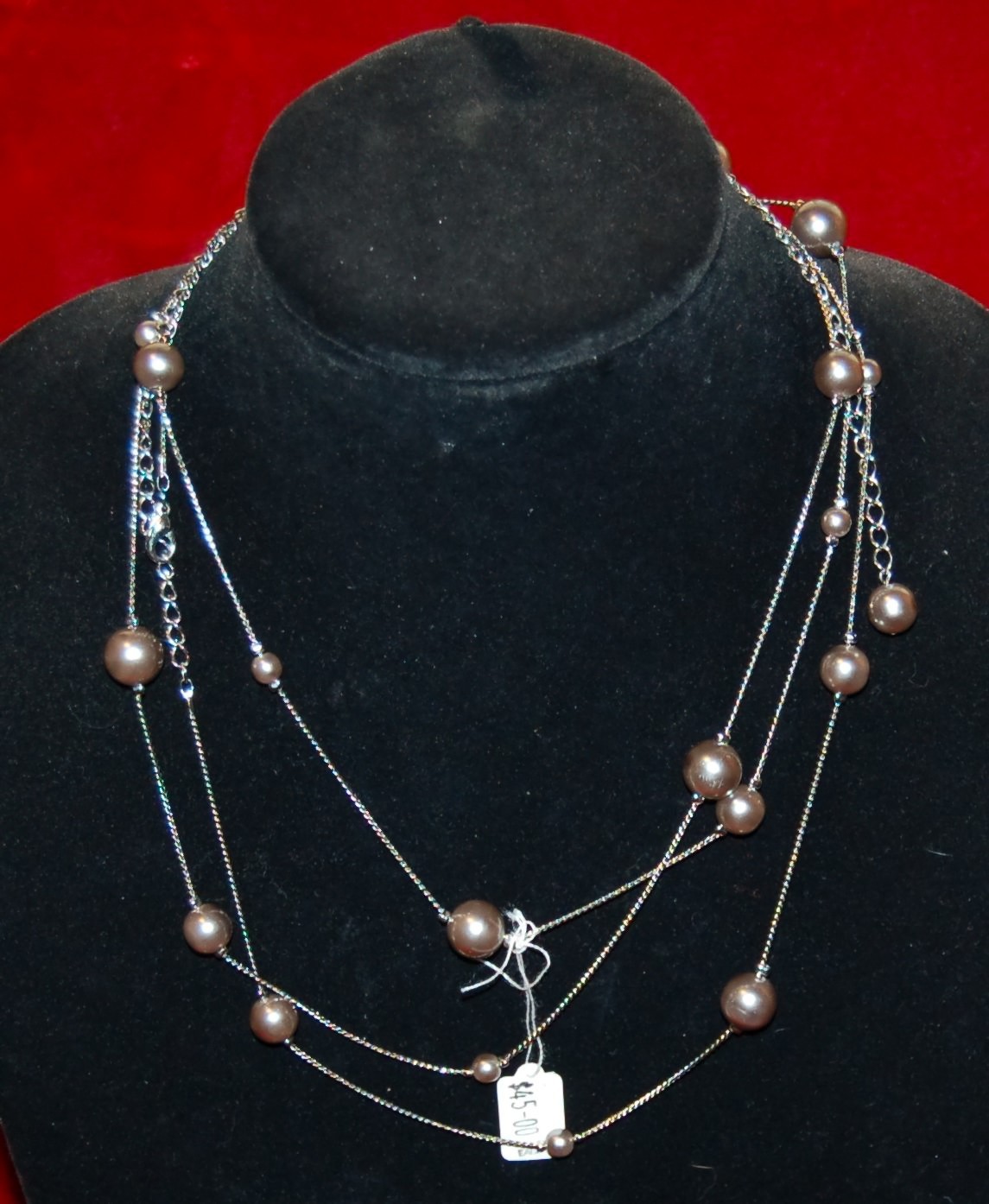 VINTAGE JEWELRY Necklace Stainless Steel Beaded Chain