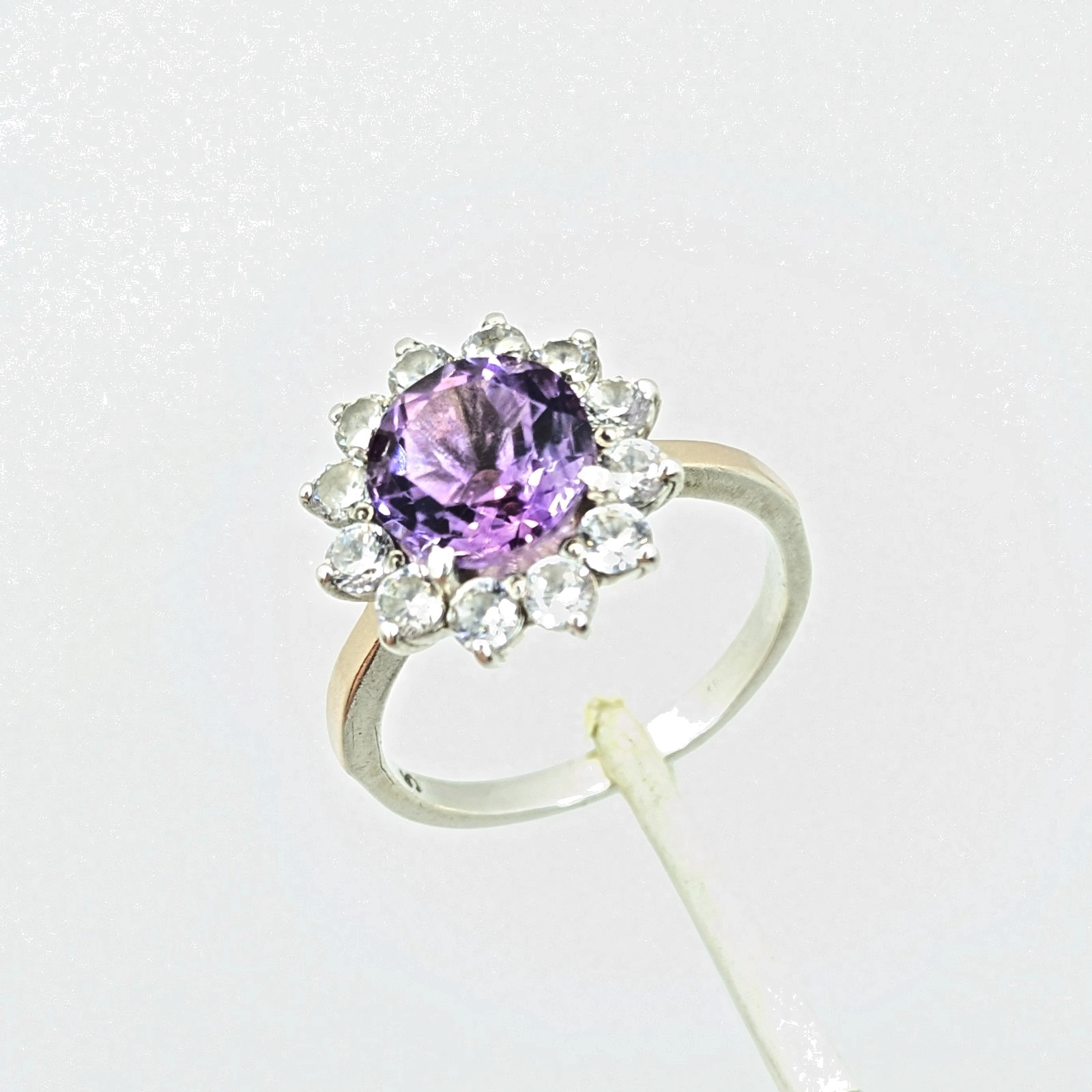 Vintage Luxury RING Silver 925 with Bright Amethyst -size: 7.5US (17.5mm) | #110