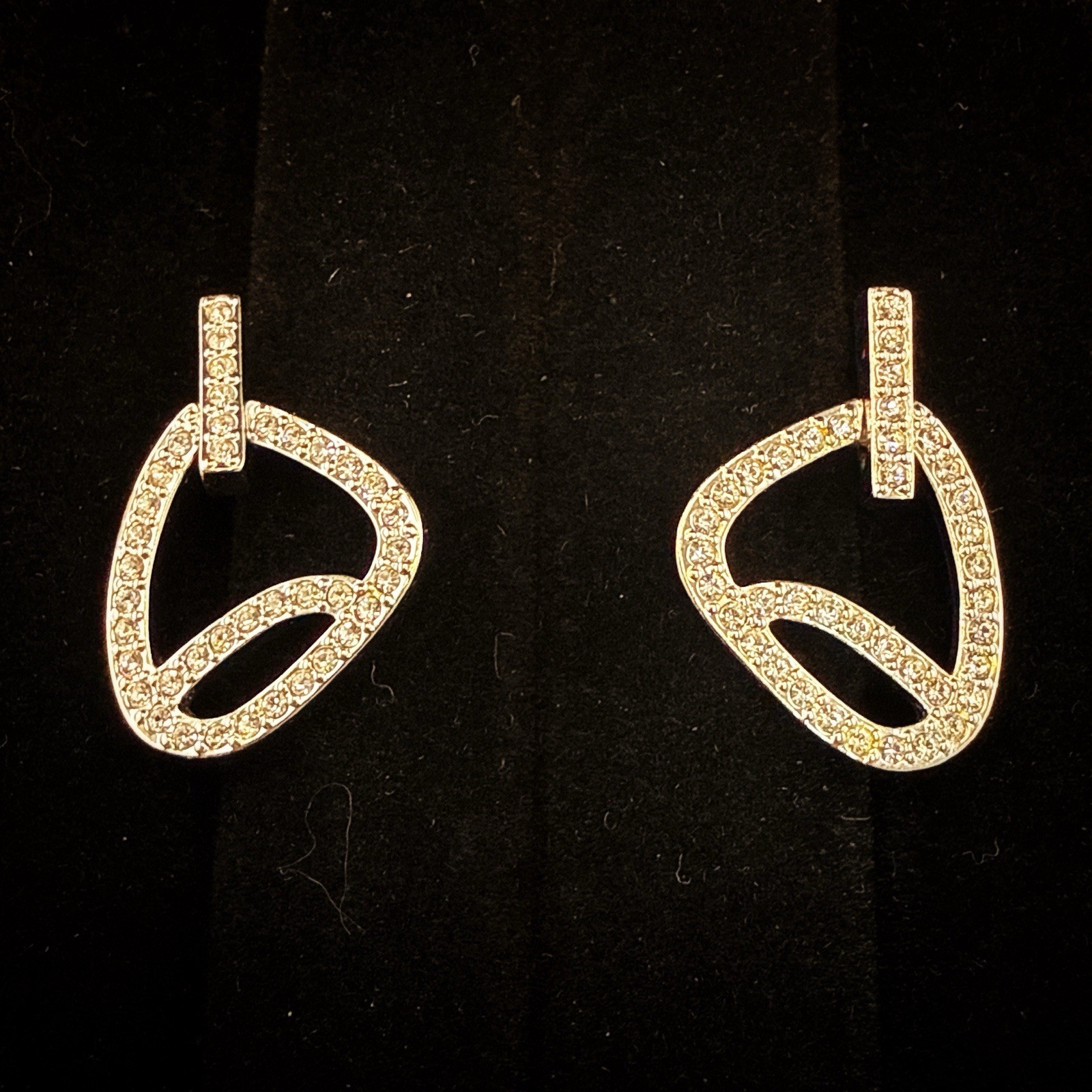 Swarovski Earrings Crystal Swan Signed Dangle Drop Austria Silver Plated
