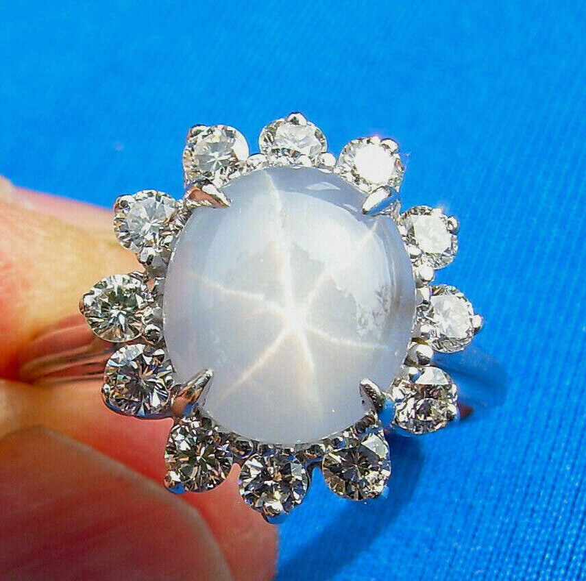 Original EARTH MINED STAR SAPPHIRE DIAMOND Deco Engagement Ring Diana Solitaire