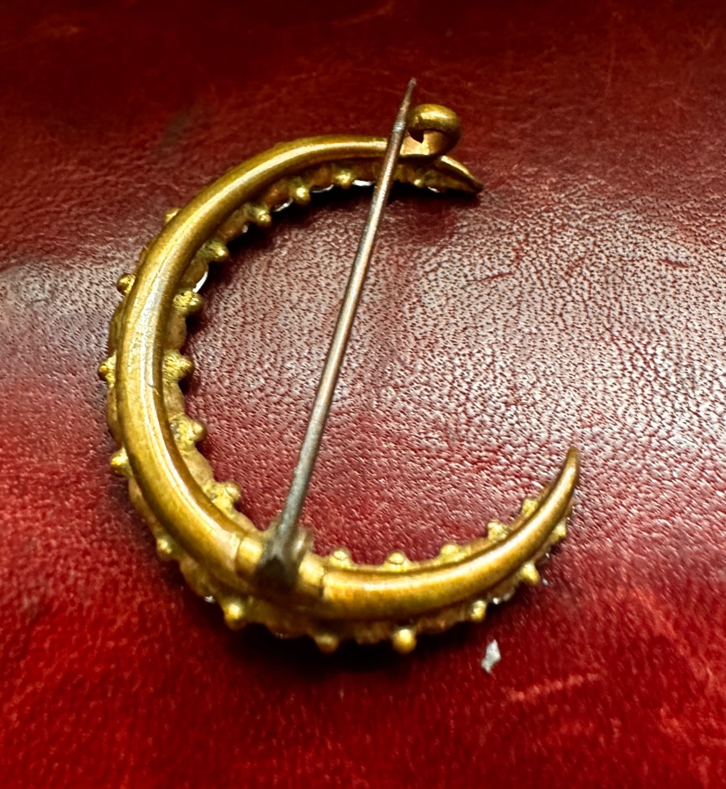 antique victorian crescent moon brooch