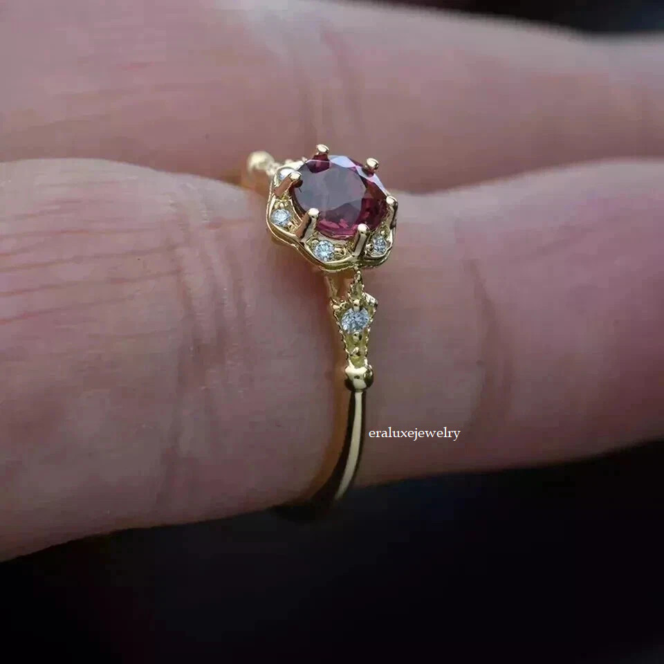 2Ct Art Deco Style Round Lab Created Ruby & Diamond Engagement Ring 14K Gold FN