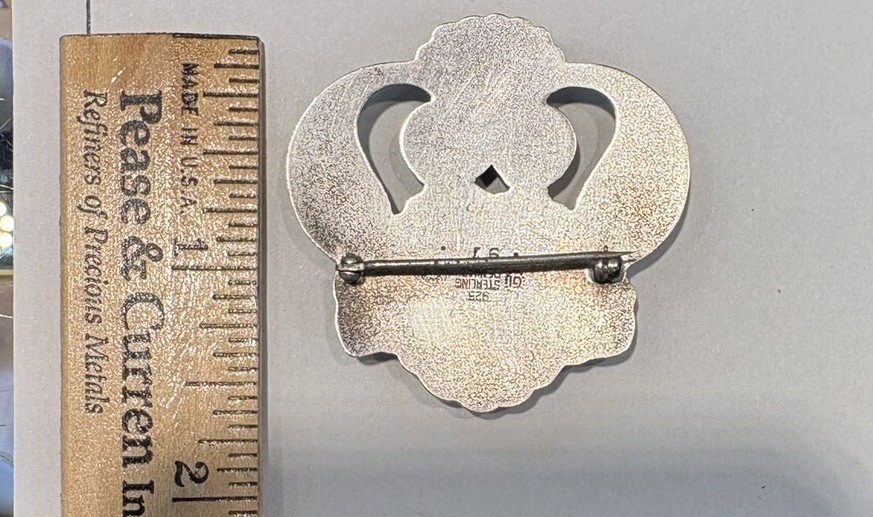 George Jensen Sterling Silver Brooch 2” width 1 5/8” Tall
