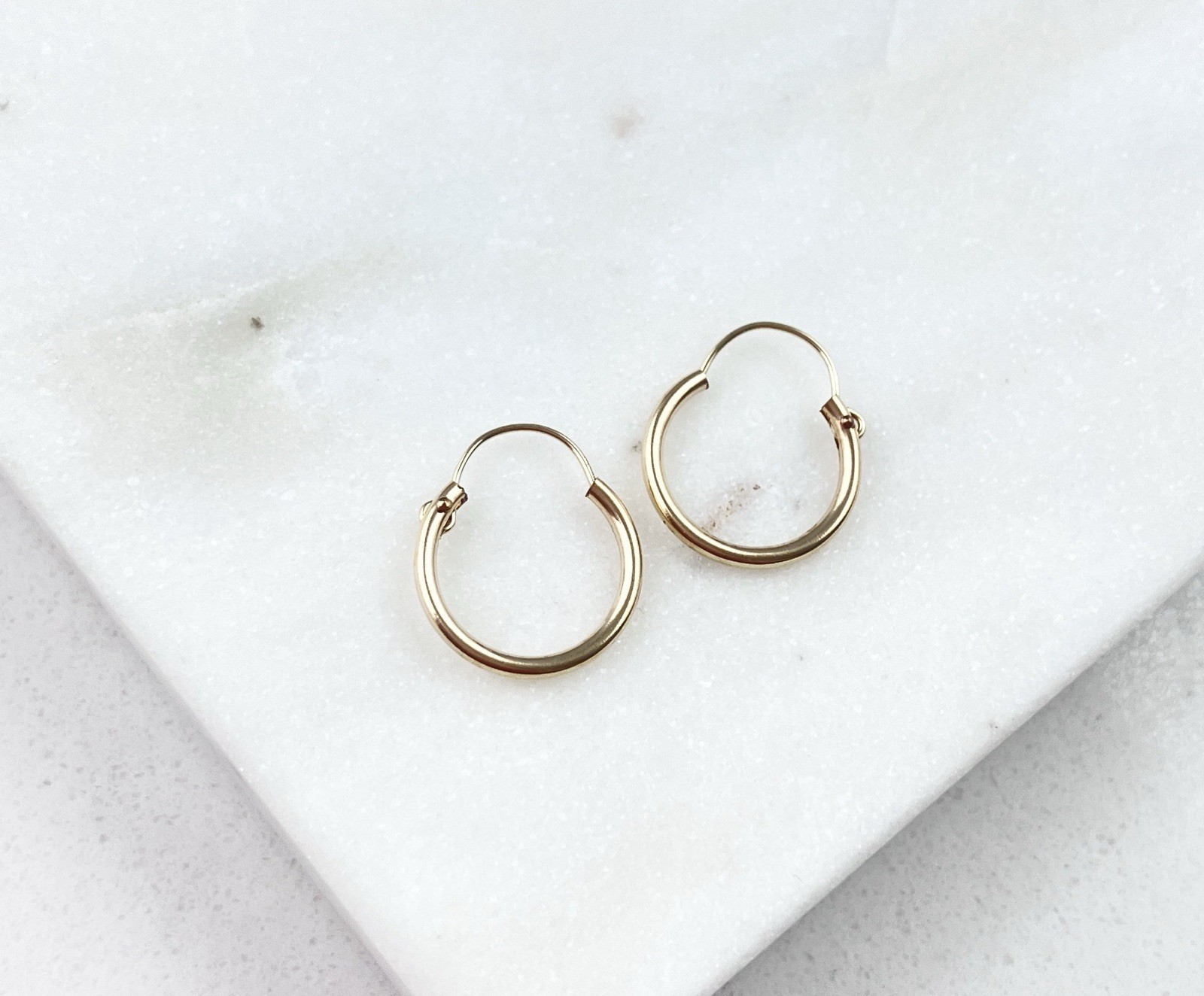 Vintage Gold Filled Tiny Dainty Minimal Hoop Earrings