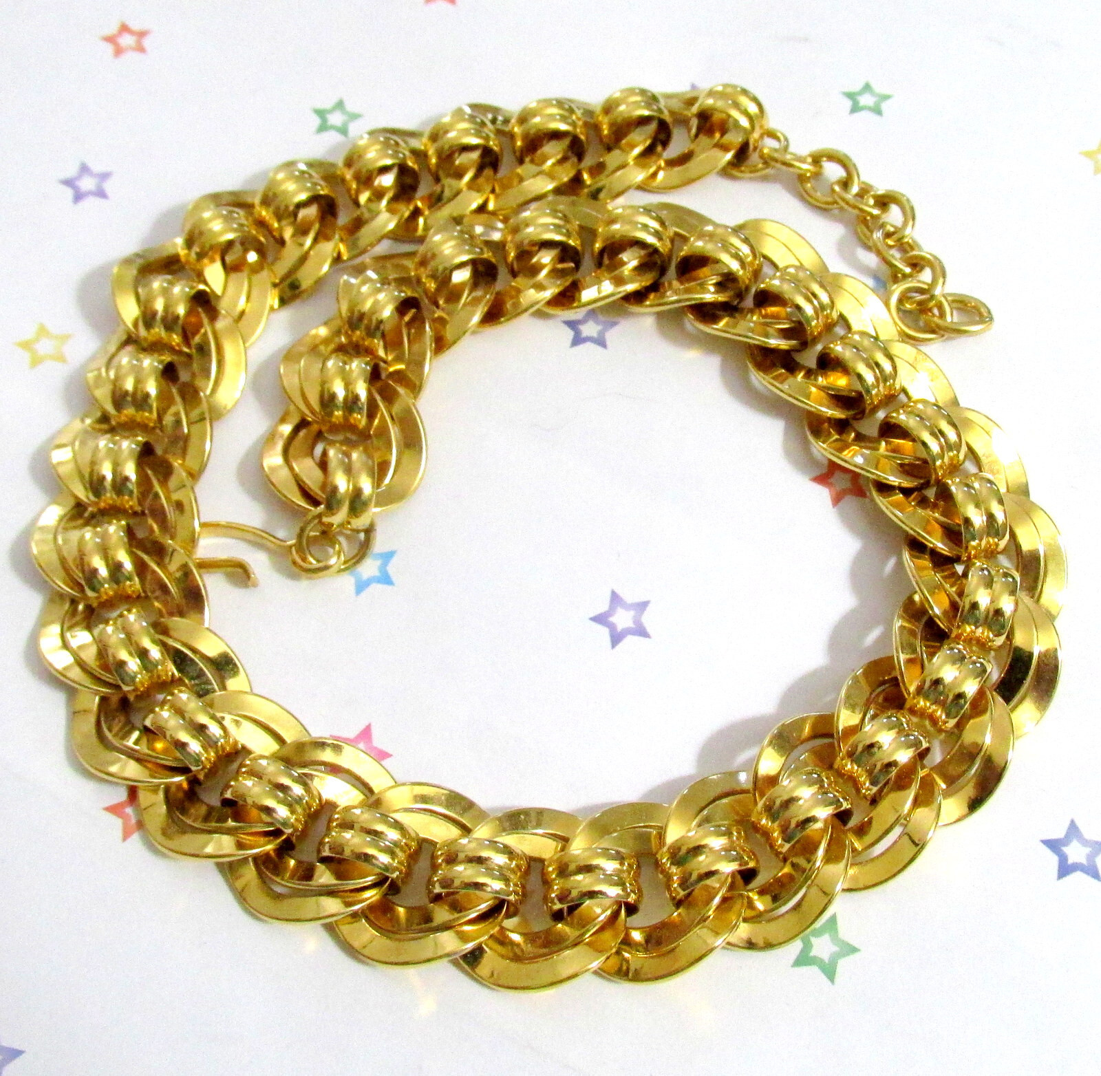 VTG RUNWAY WEIGHTY GP 19″ NAPIER DOUBLE LINK CHAIN NECKLACE CLASSIC STATEMENT
