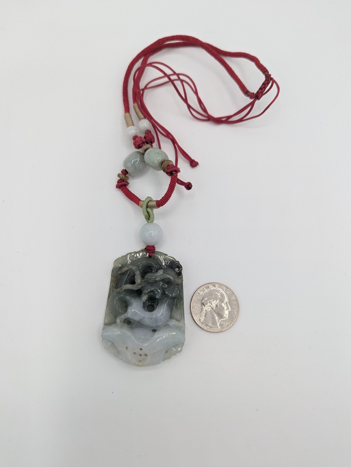 5 Chinese Carved Jade Pendants Pendant Lot – Goat, Sheep, Dragon, Fruit, Floral.