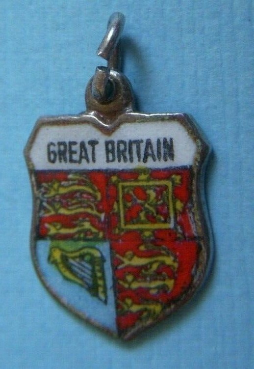 Vintage Great Britain shield silver charm