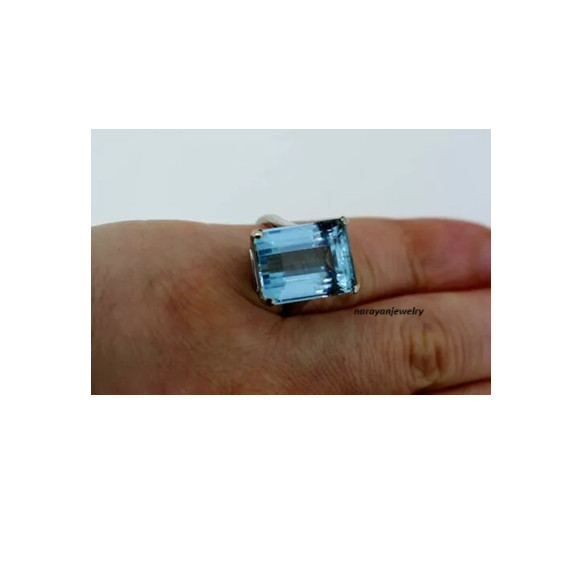 Unique Art Deco Style 6.00 Ct Emerald Cut Aquamarine Engagement Ring 925 Silver.