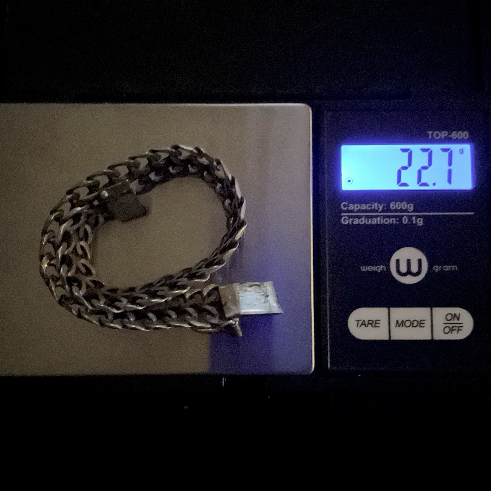 Vintage Mexico Sterling Silver Double Curb Link Bracelet 7.25”