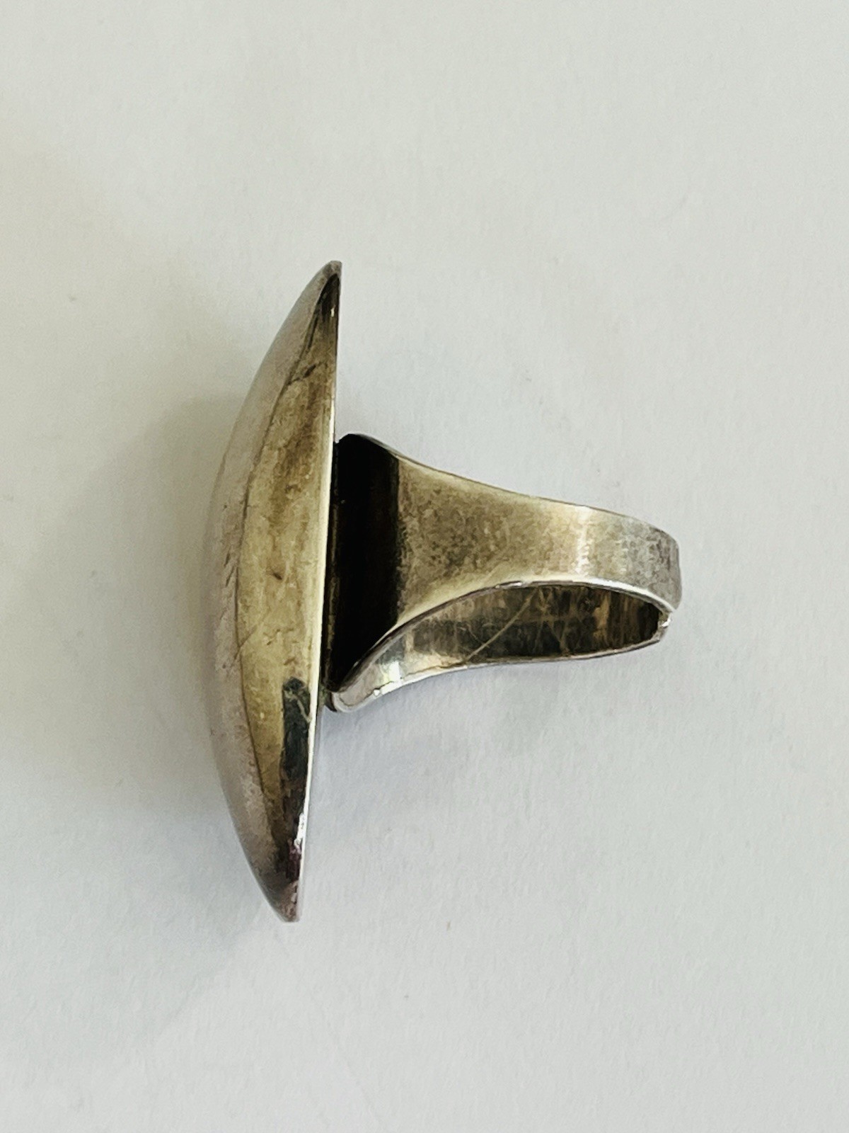 Vintage Sterling Silver Modernist Bold Elongated Dome Ring Size 6 Adjustable