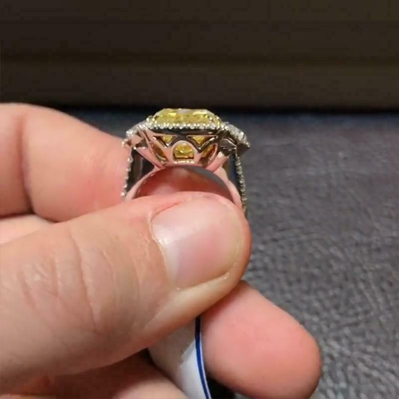 4.10 Ct Canary Diamond Art Deco Vintage Engagement Ring 925 Sterling Silver