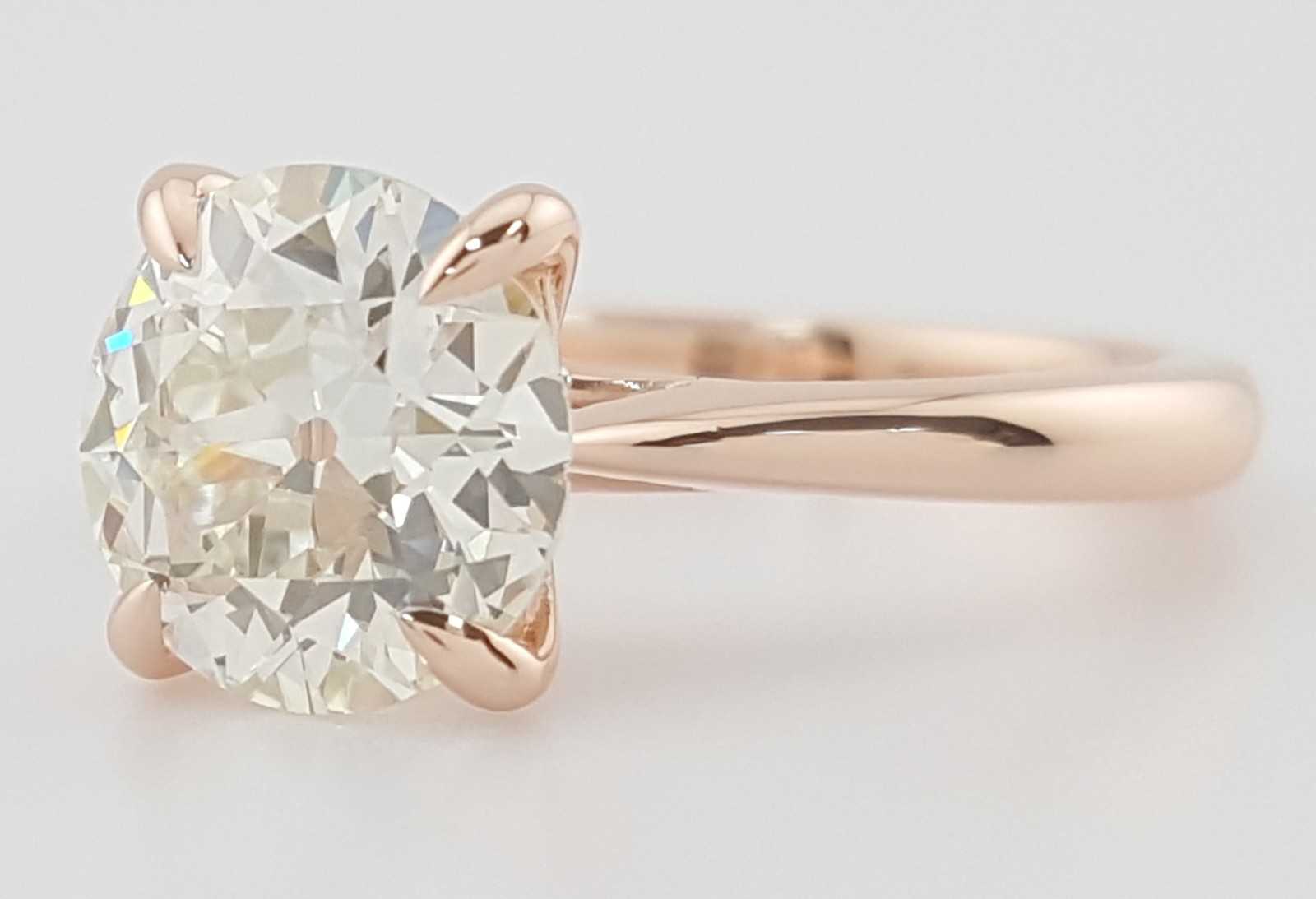 Antique Old European Cut Diamond Solitaire Engagement Ring 1.75 ct 14k Rose Gold