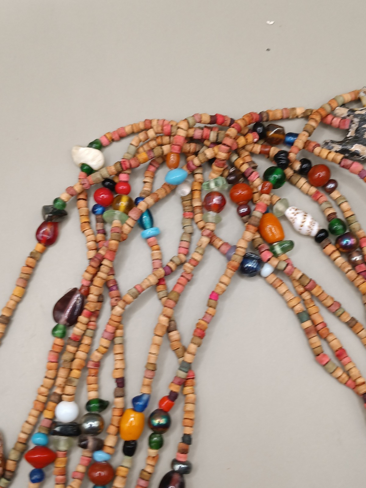 Vtg Wood Beaded Animals Necklace 31.8″