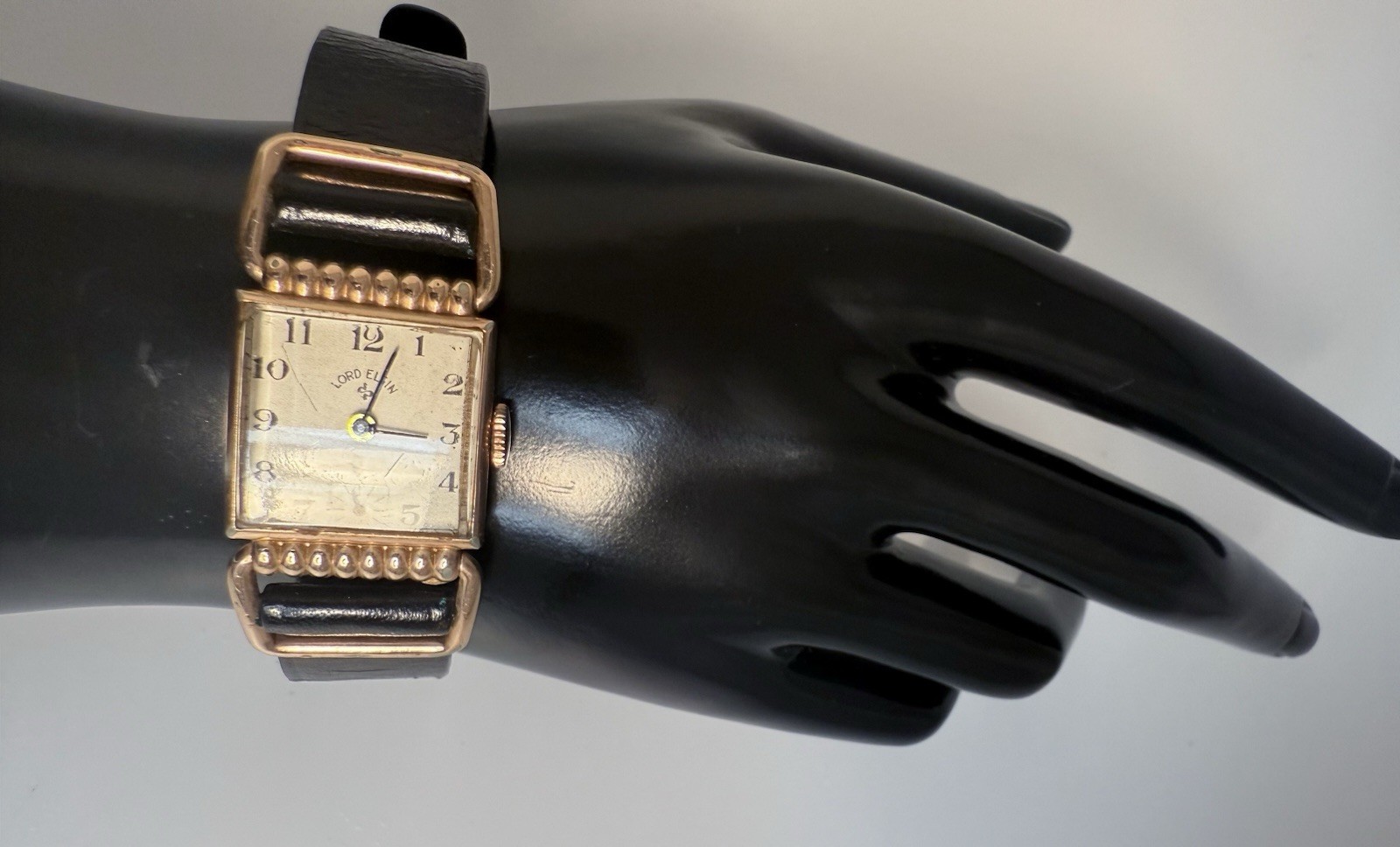 Vintage Lord Elgin Drivers Fancy Case Champagne Dial Watch! (It Works).