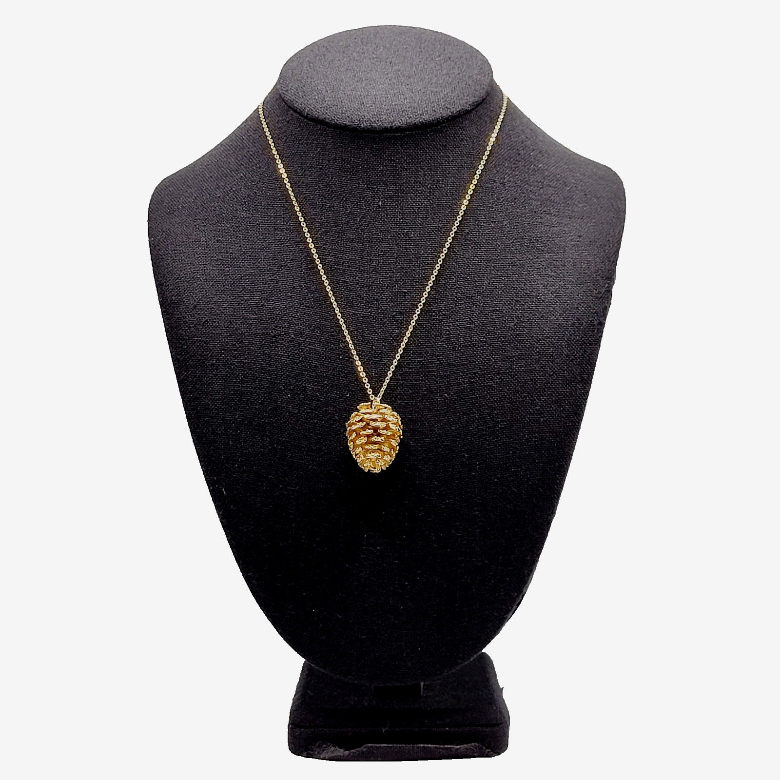 Pinecone Articulated Pendant w Chain Woodland Holiday Nature Gold Tone Necklace
