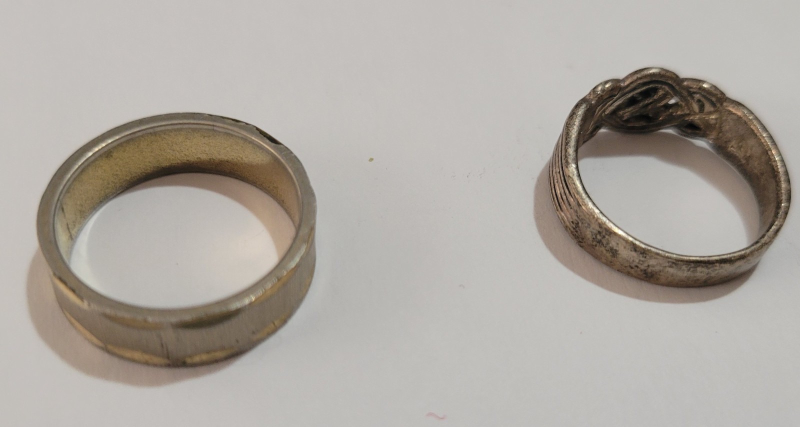 2 Vintage Rings-1 Sterling Silver 925 w/Woven Braid Design size 7, Other Size 9