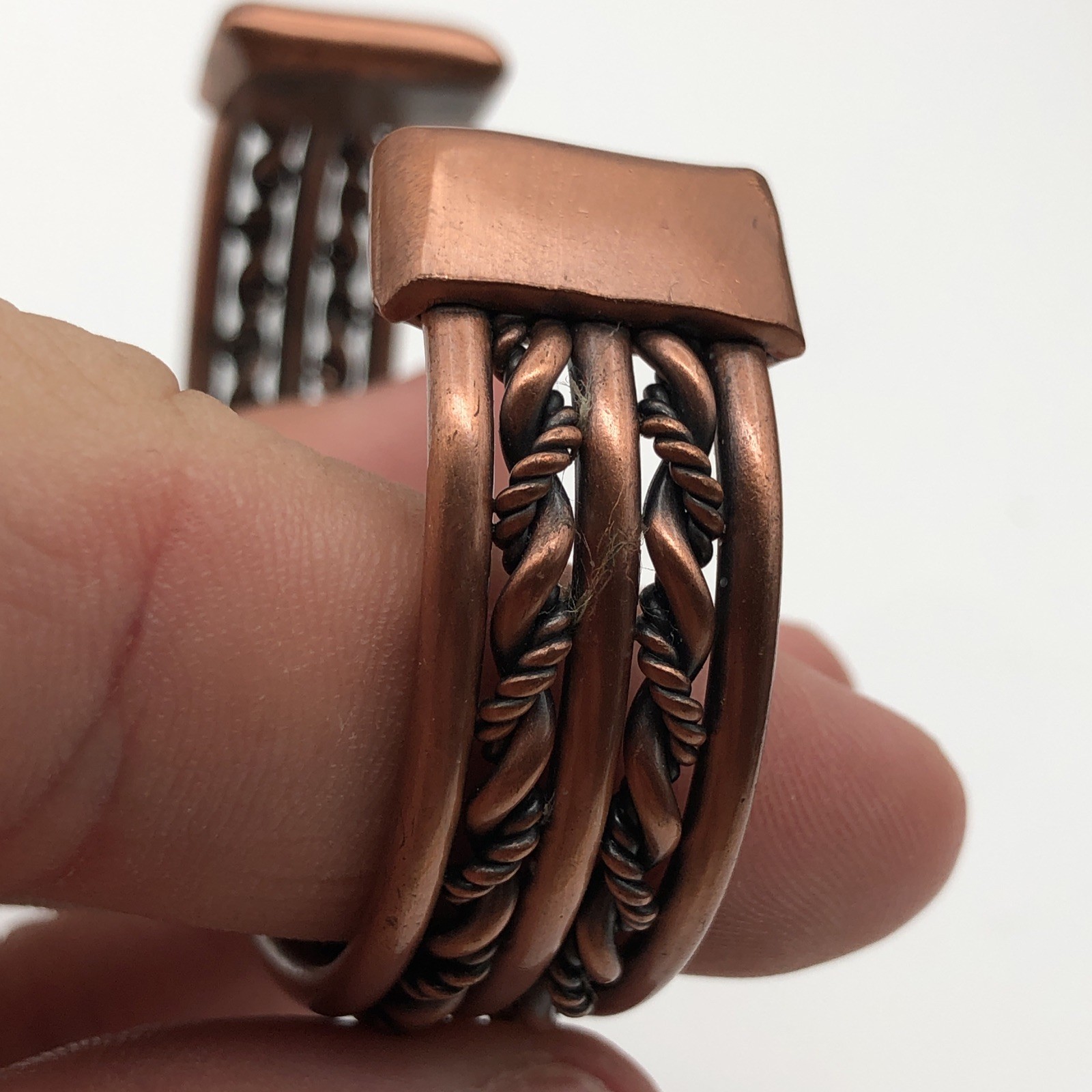 Vintage Copper Braided Rope Chain Cuff Bracelet
