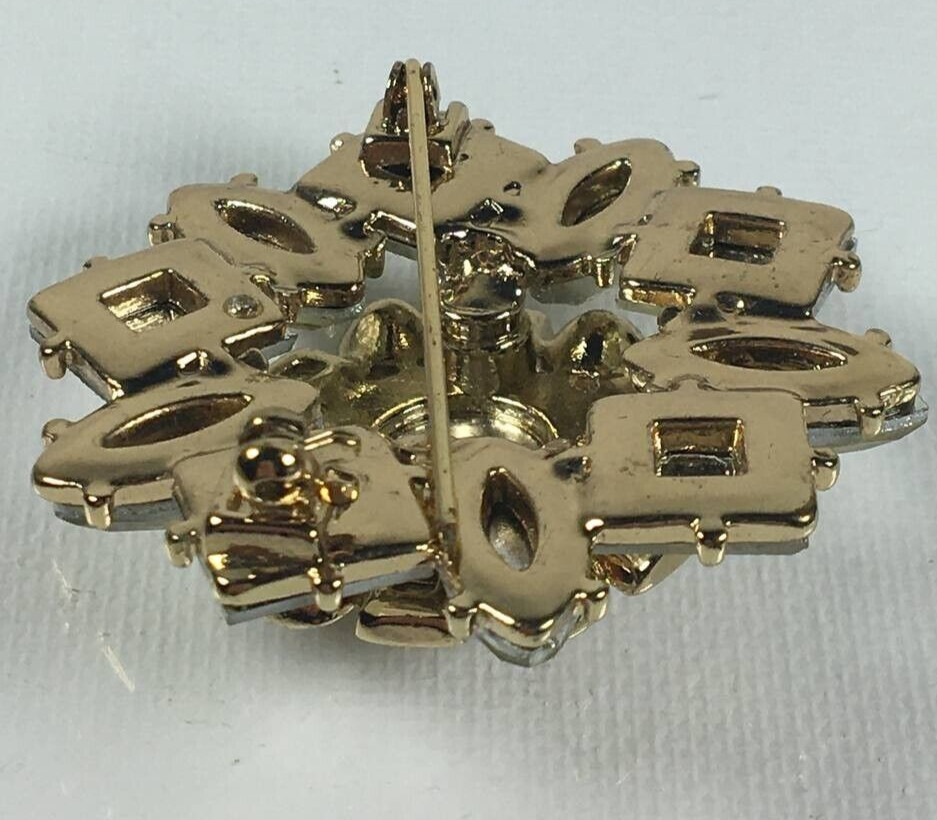Vintage Metal Stars Shape & Rhinestones Brooch Pin Gold Tone Accessories Jewelry